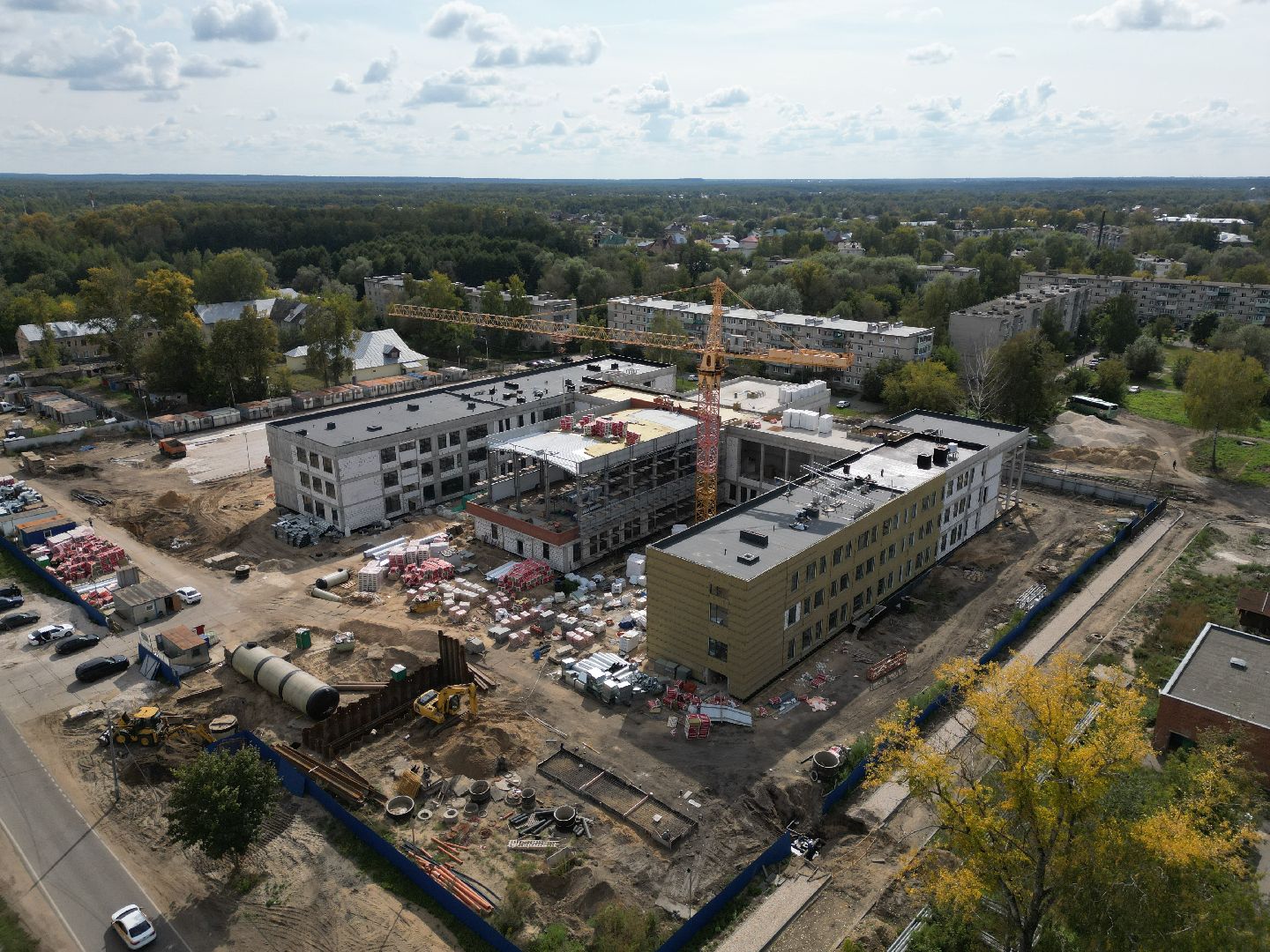 школа, строительство, орехово-зуево,видео с коптера,