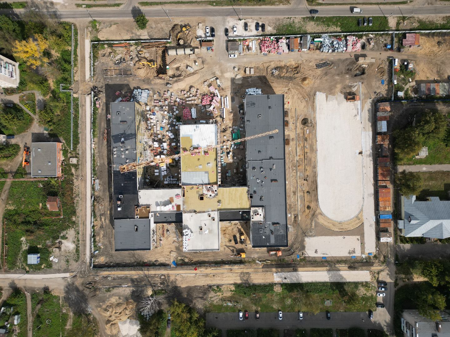 школа, строительство, орехово-зуево,видео с коптера,