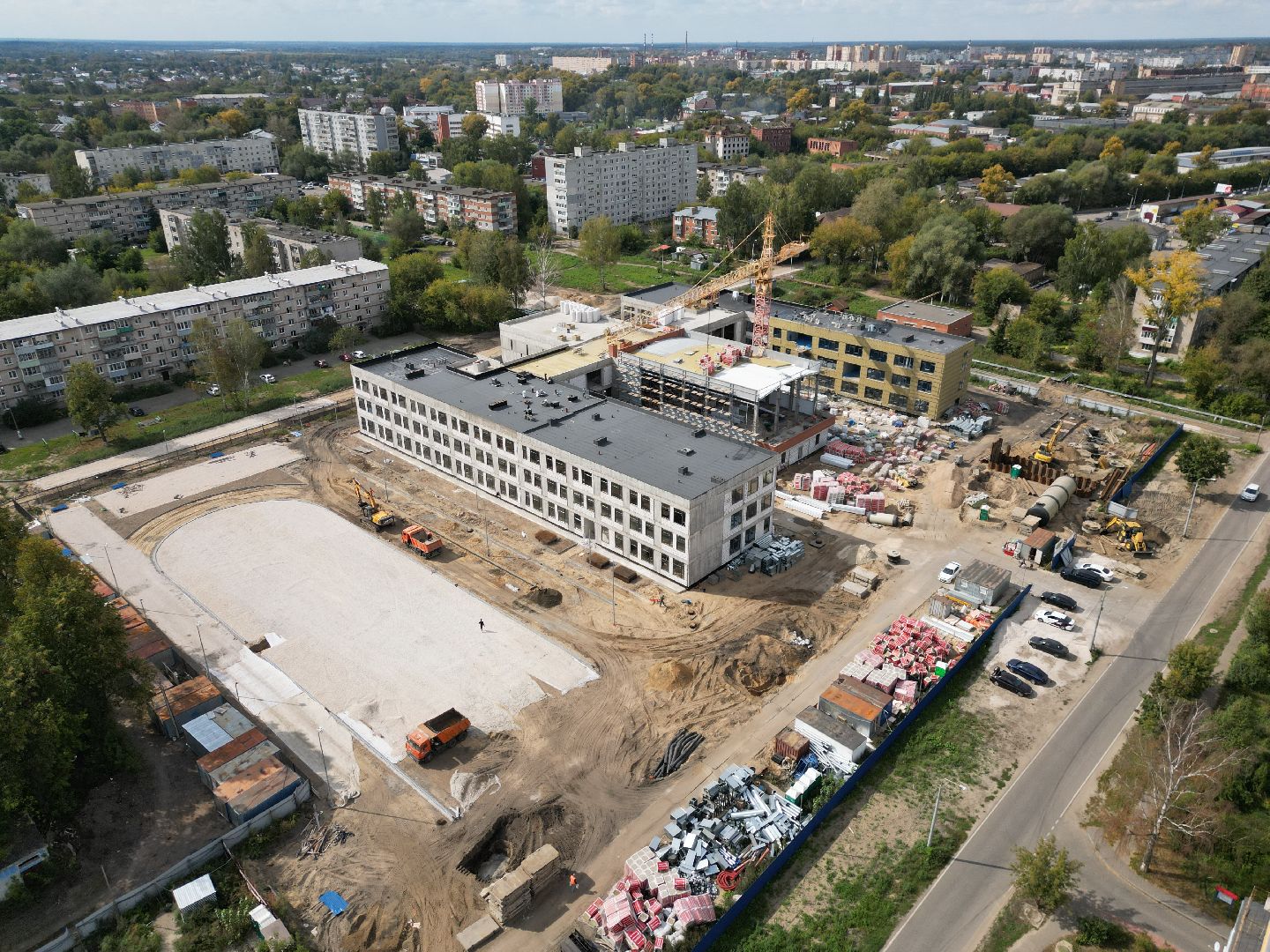 школа, строительство, орехово-зуево,видео с коптера,