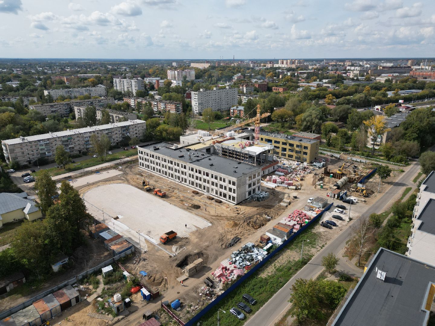 школа, строительство, орехово-зуево,видео с коптера,