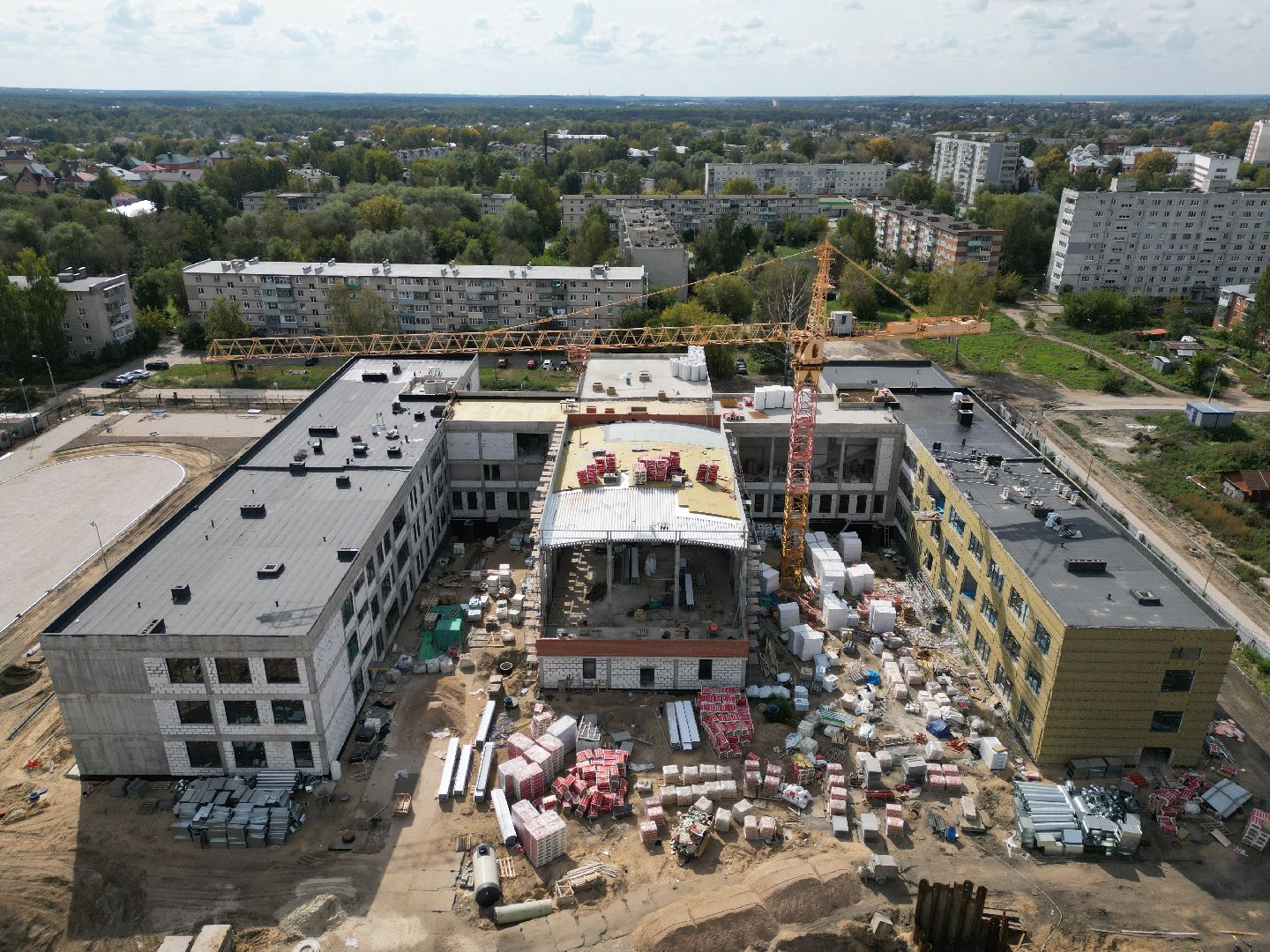 школа, строительство, орехово-зуево,видео с коптера,