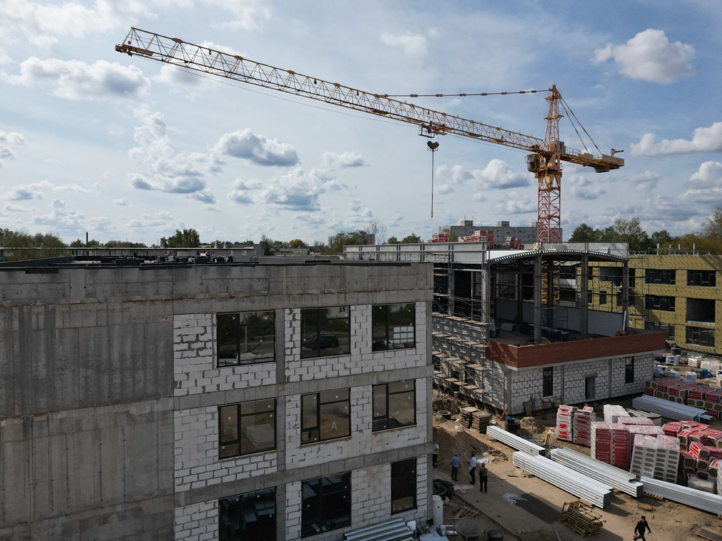 школа, строительство, орехово-зуево,видео с коптера,