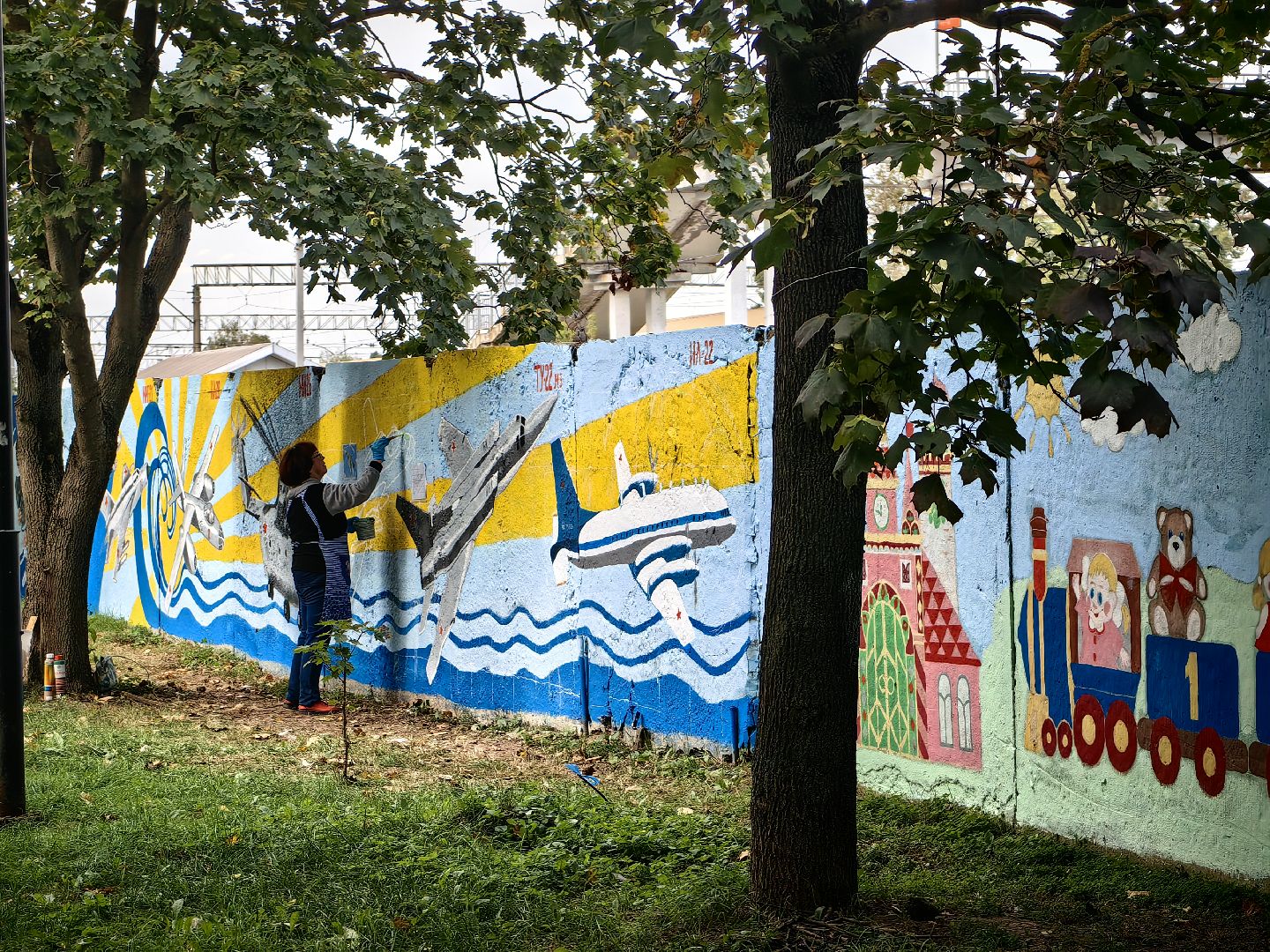 художник, роспись, картина, авиация, самолеты,