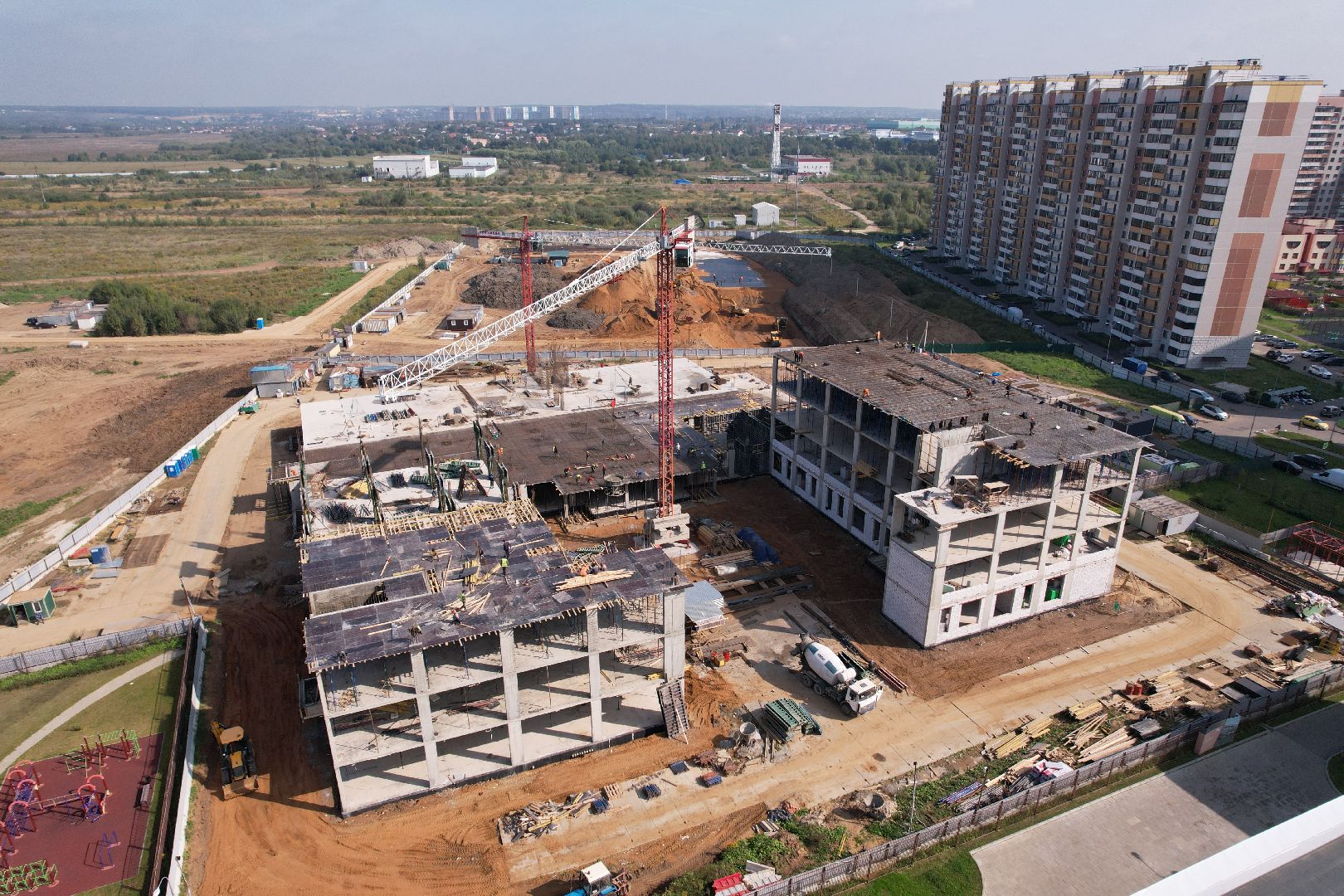 школа, домодедово, стройка,видео с коптера,