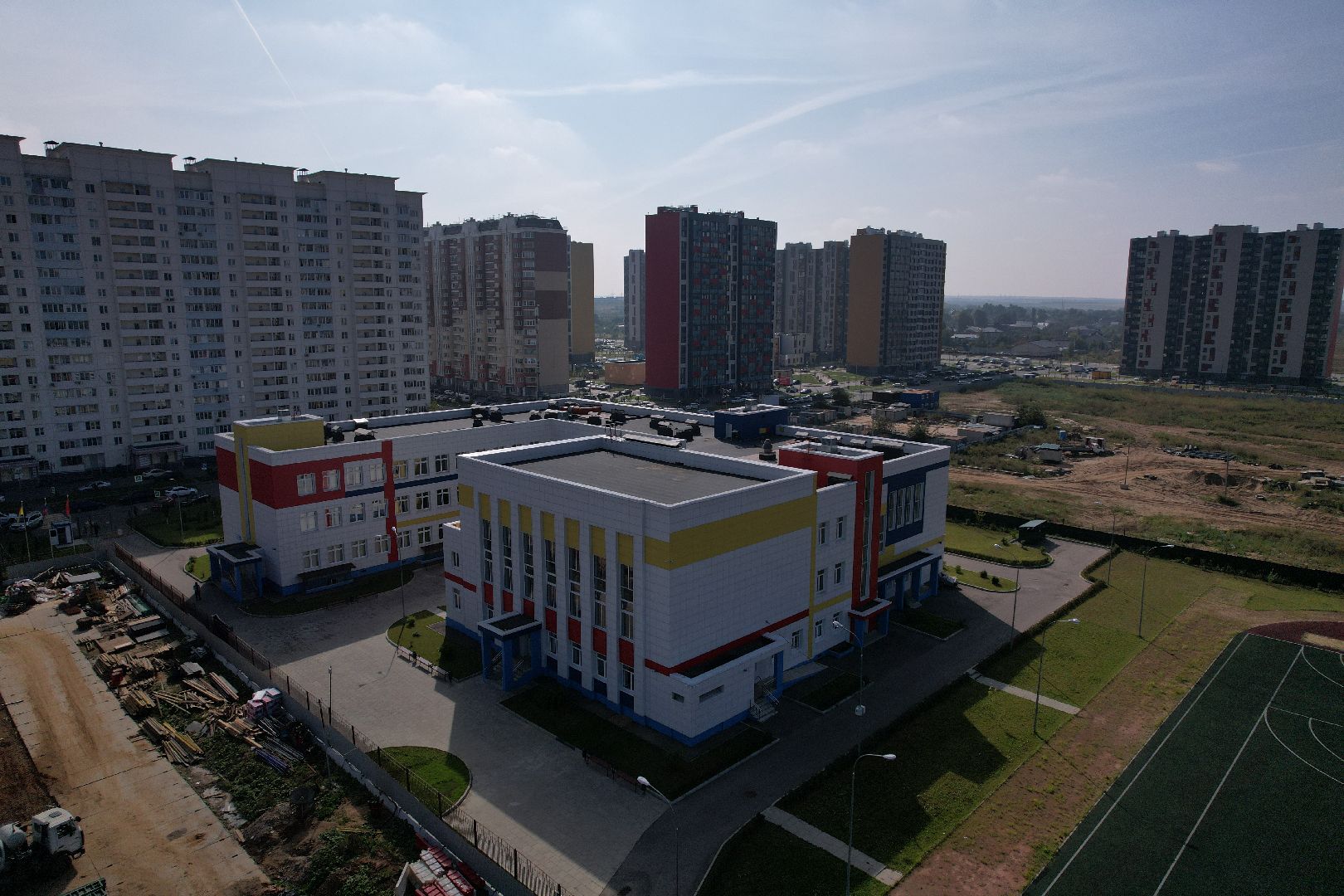 школа, домодедово, стройка,видео с коптера,