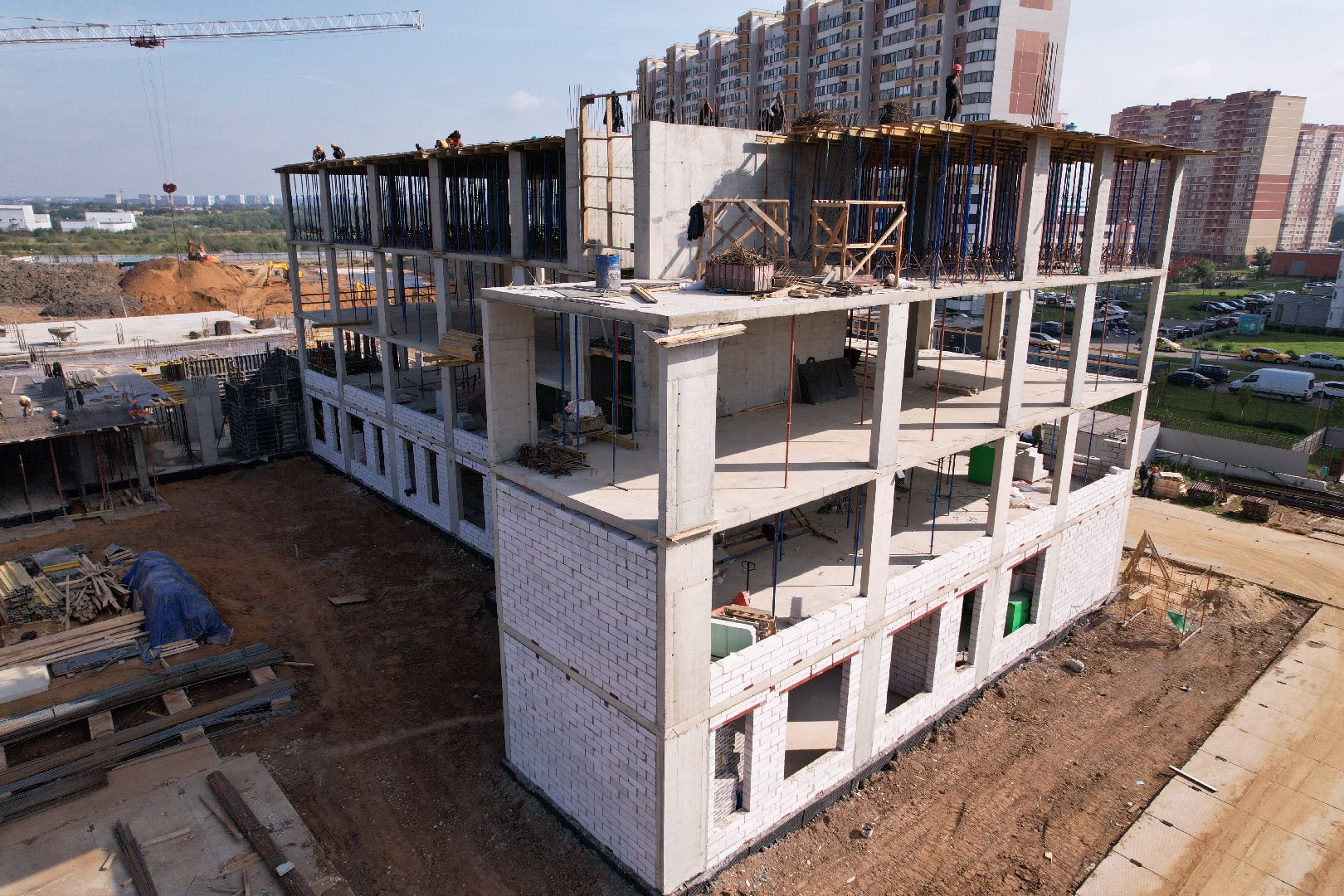 школа, домодедово, стройка,видео с коптера,