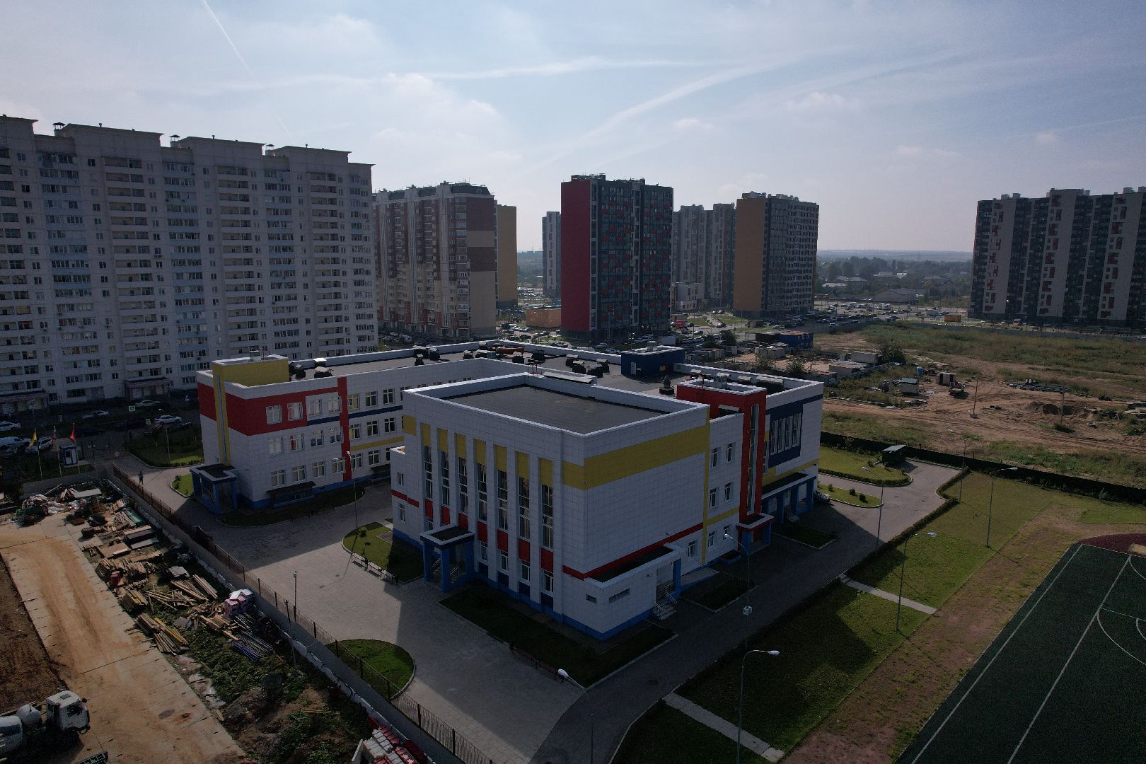 школа, домодедово, стройка,видео с коптера,