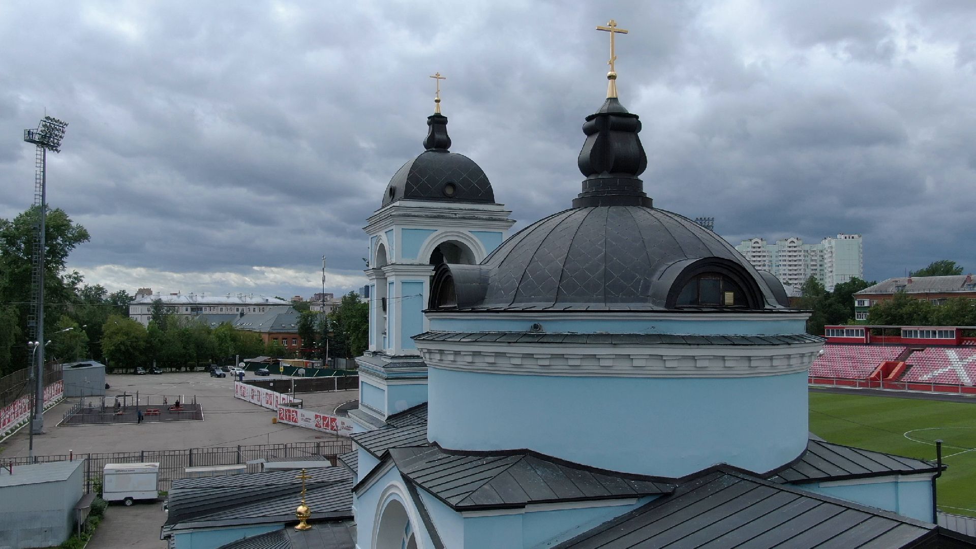 Химки, церковь, культура,видео с коптера,