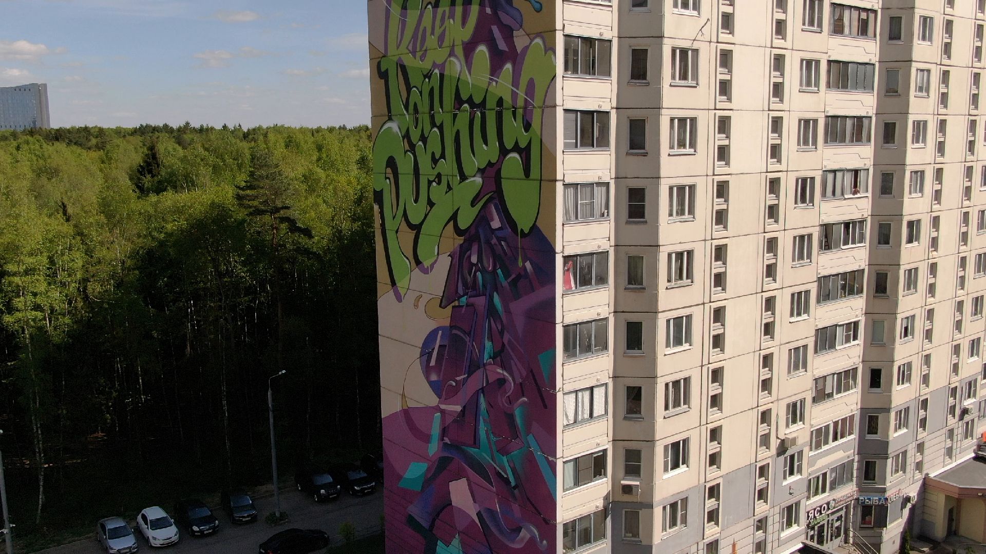 мурал, живопись, стрит арт, одинцово,видео с коптера,