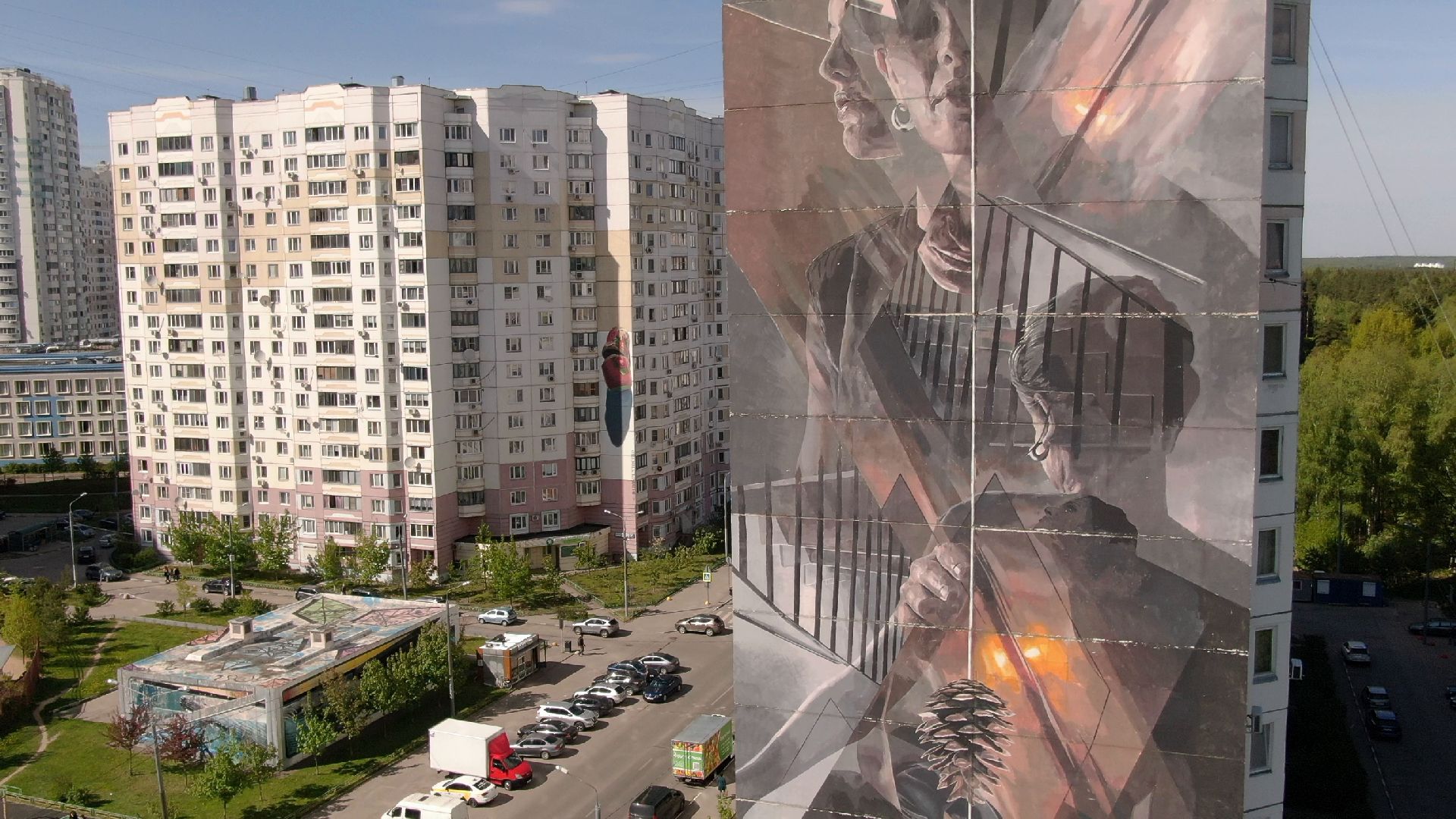 мурал, живопись, стрит арт, одинцово,видео с коптера,