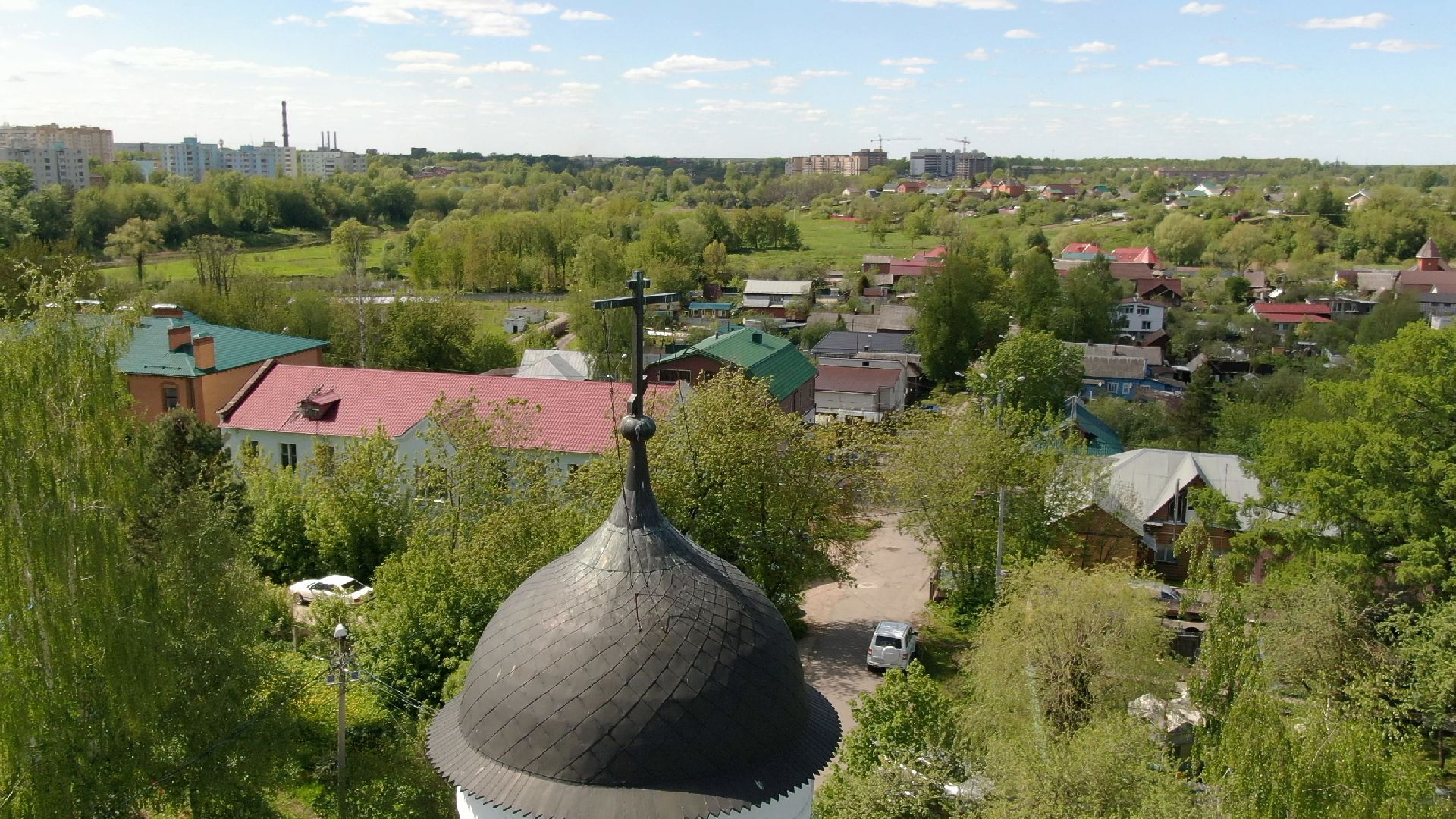 церковь, клин,видео с коптера,