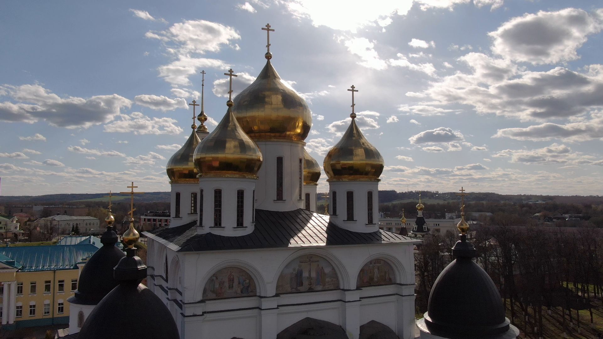 памятник, дмитров, кремль,видео с коптера,