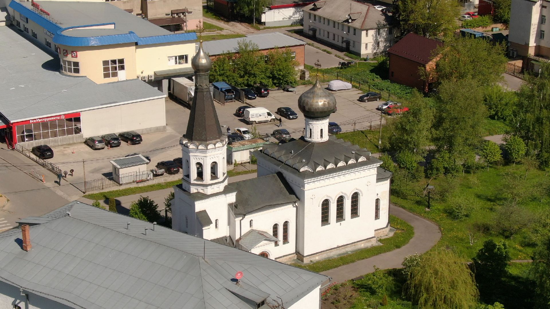 храм, клин, церковь,видео с коптера,