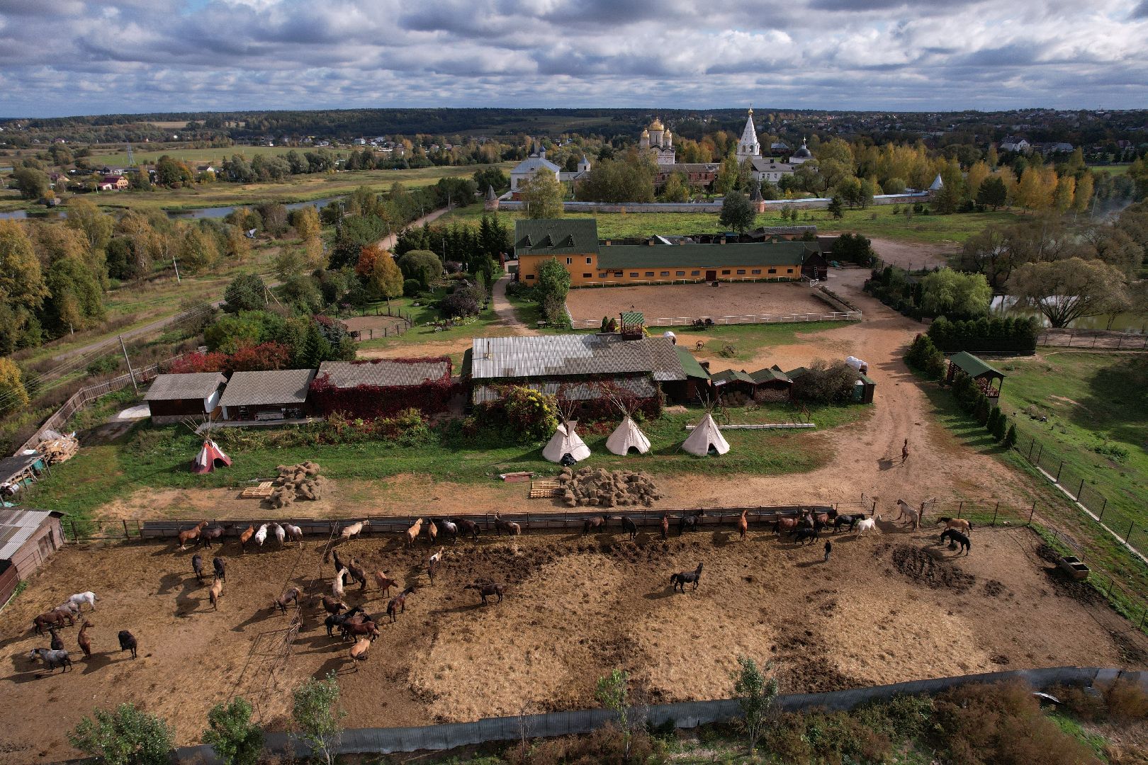 ранчо, туризм, можайск, кони,видео с коптера,