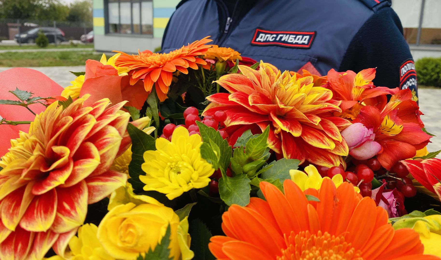 домодедово, подмосковье, день учителя, бывший учитель, цветы учителю, профессиональный праздник, ГИБДД, полиция, госавтоинспекция,пропаганда БДД,