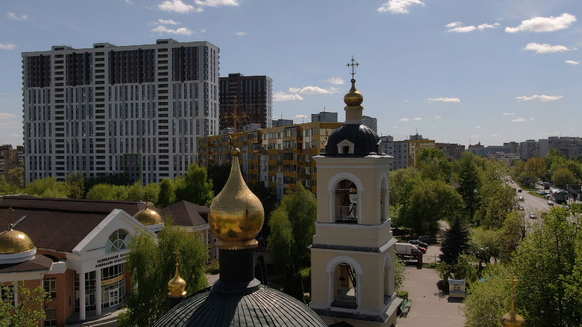 церковь, храм, одинцово,видео с коптера,