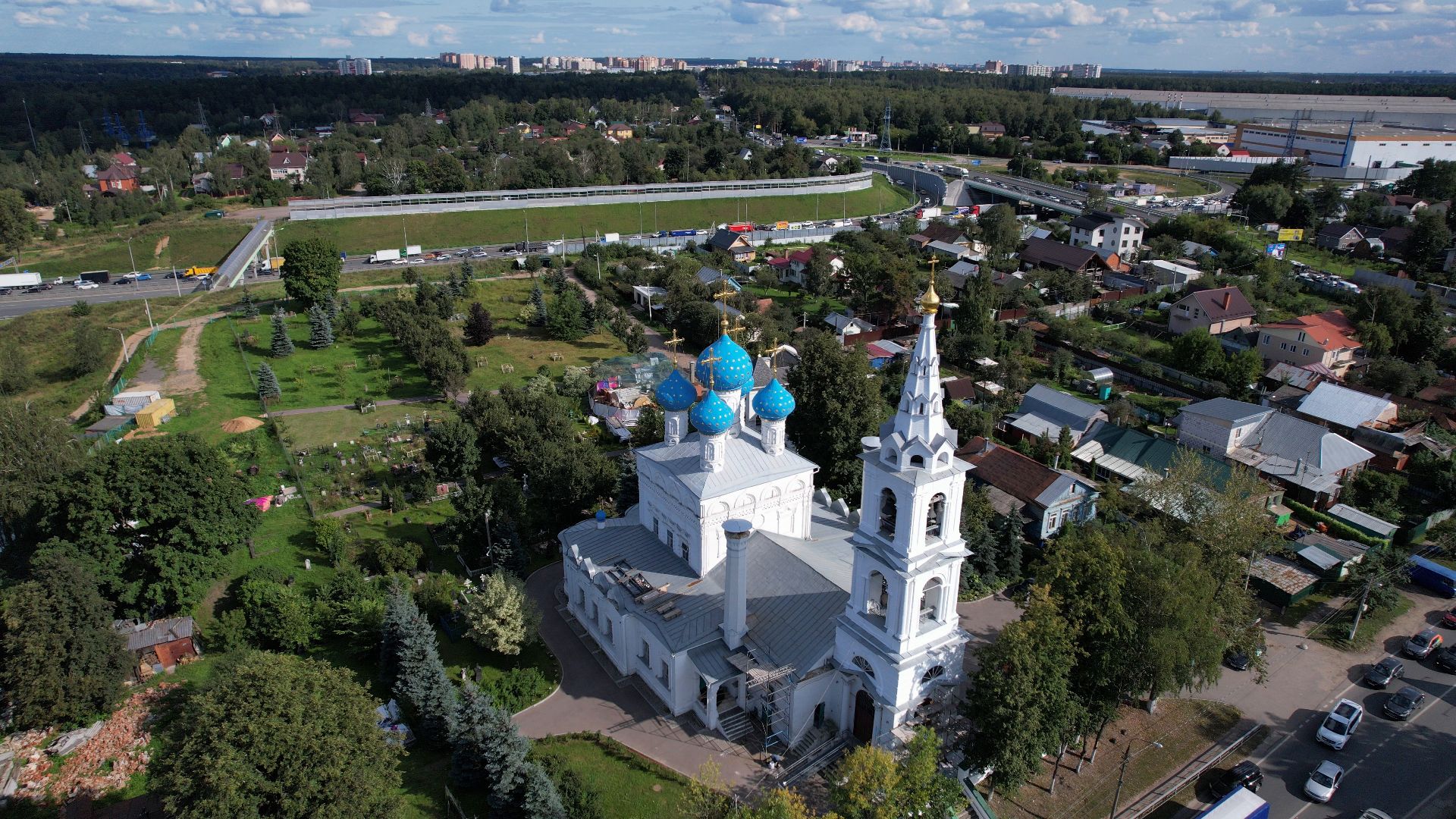 пушкино, храм, реставрация,видео с коптера,