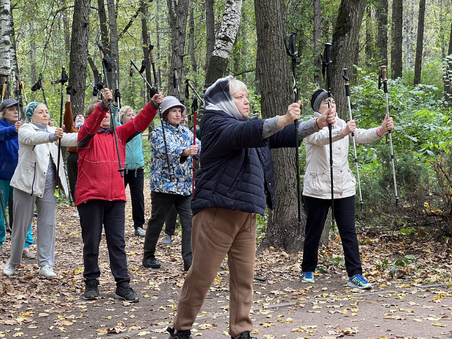 химки, активное долголетие, скандинавская ходьба, пожилые люди,