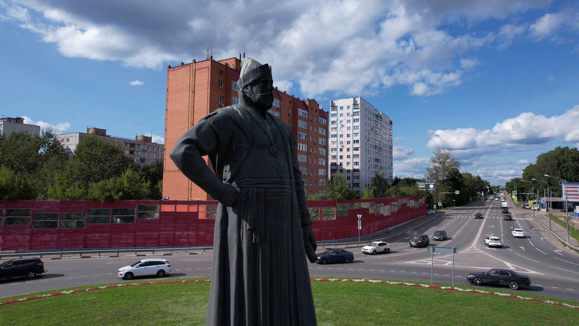 памятник, пушка, пушкино,видео с коптера,