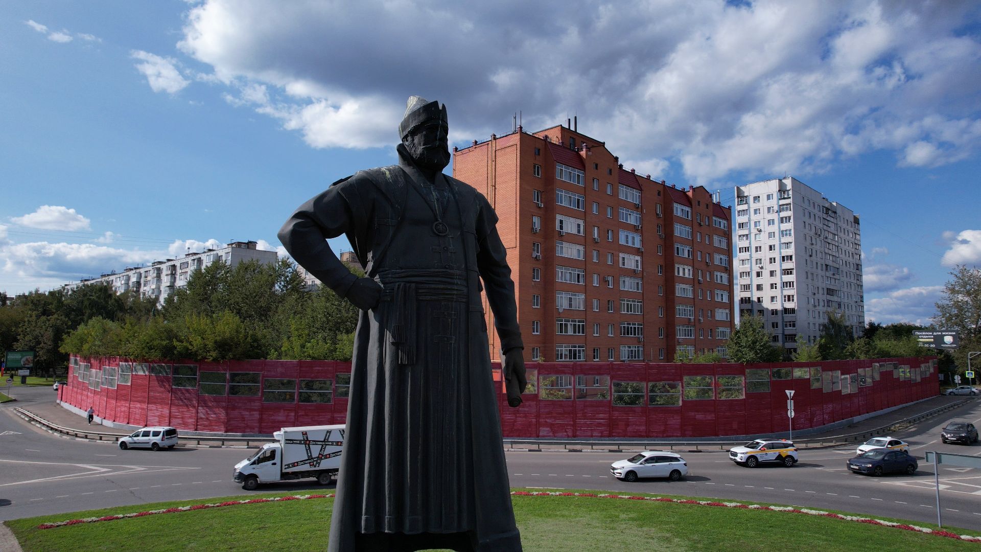 памятник, пушка, пушкино,видео с коптера,