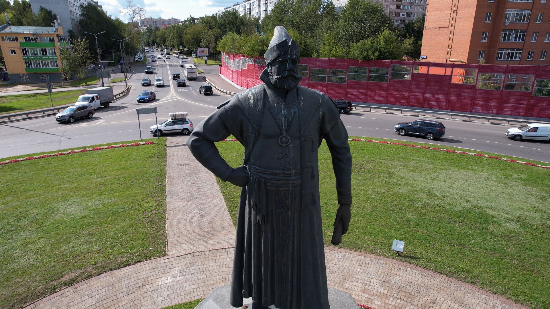 памятник, пушка, пушкино,видео с коптера,