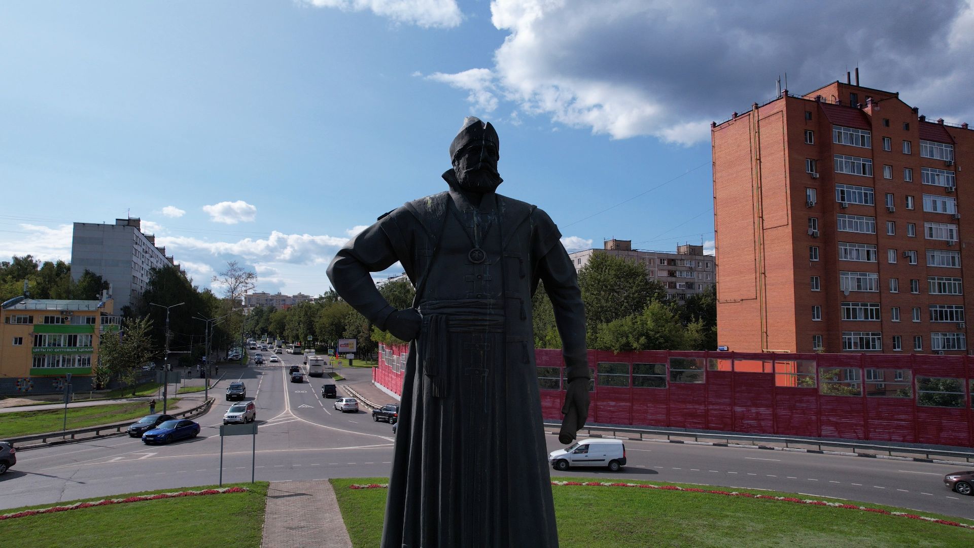 памятник, пушка, пушкино,видео с коптера,