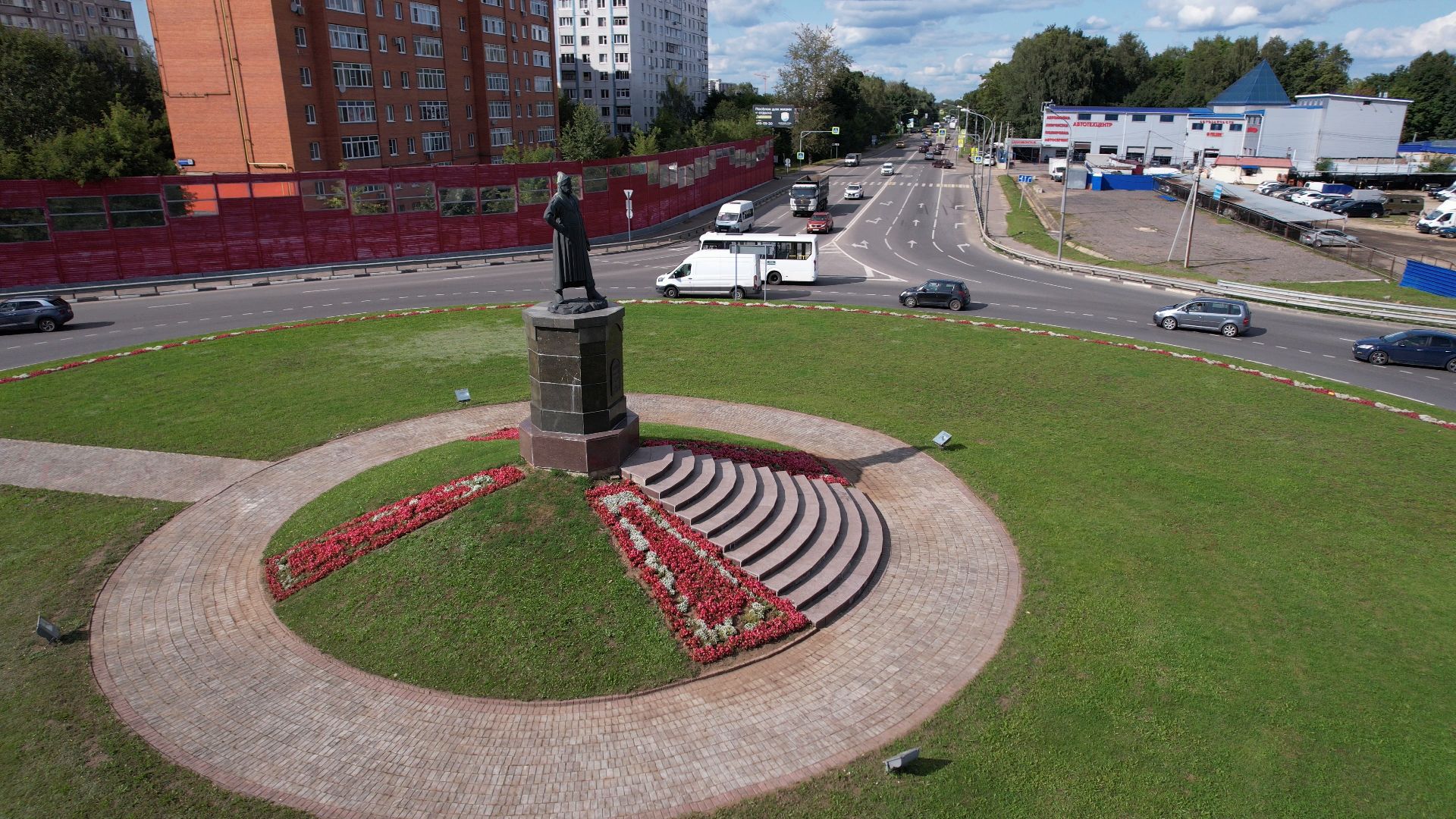 памятник, пушка, пушкино,видео с коптера,