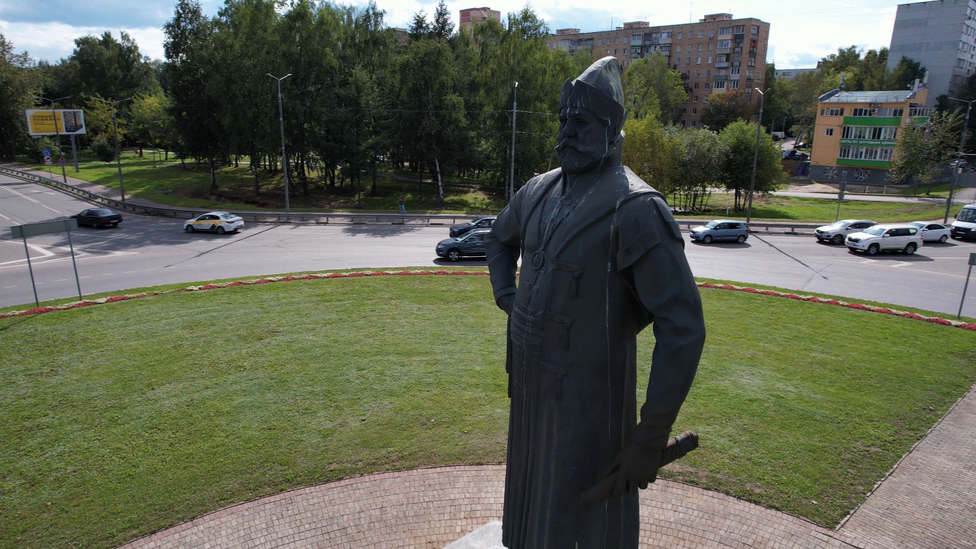 памятник, пушка, пушкино,видео с коптера,