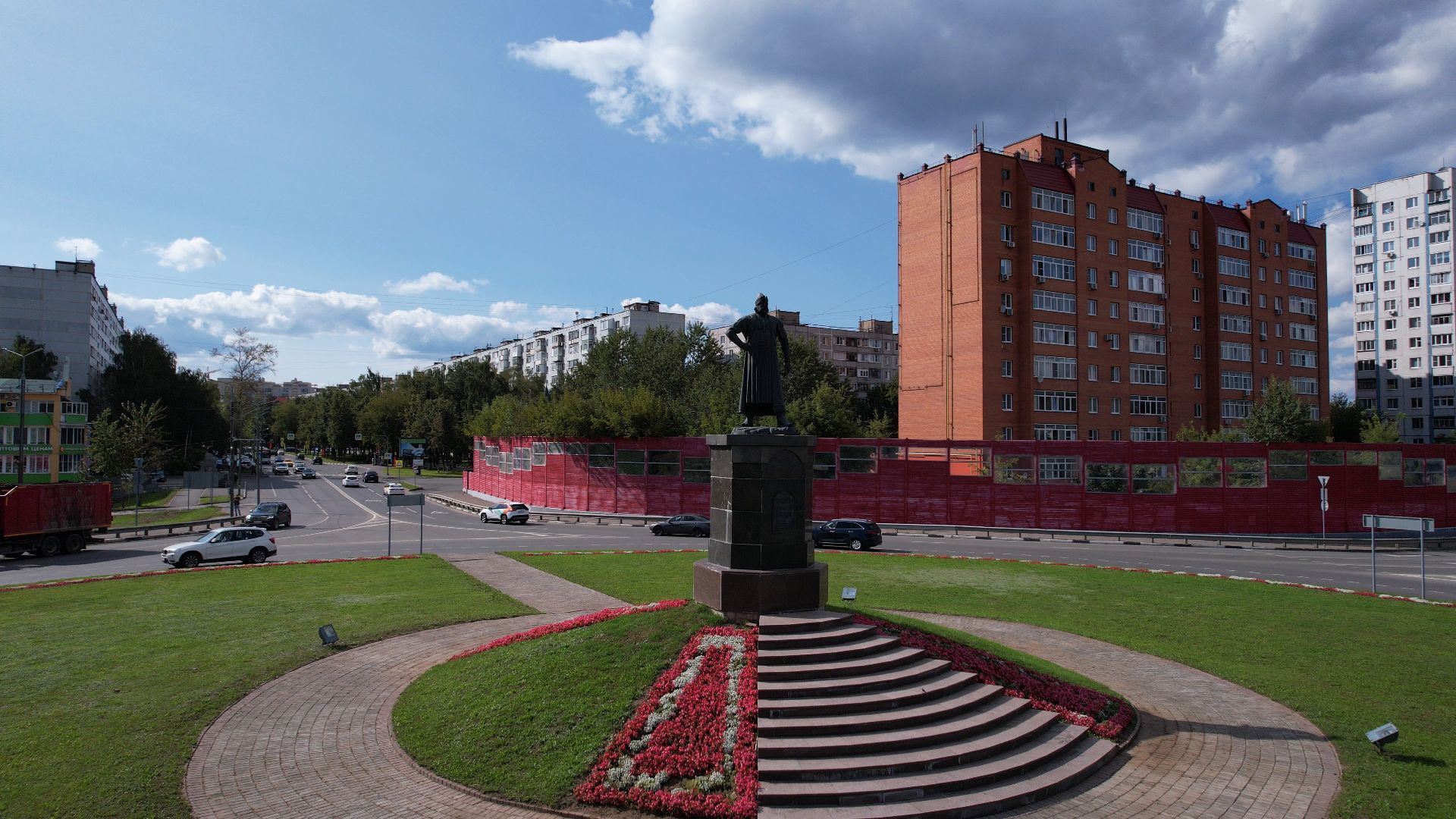 памятник, пушка, пушкино,видео с коптера,