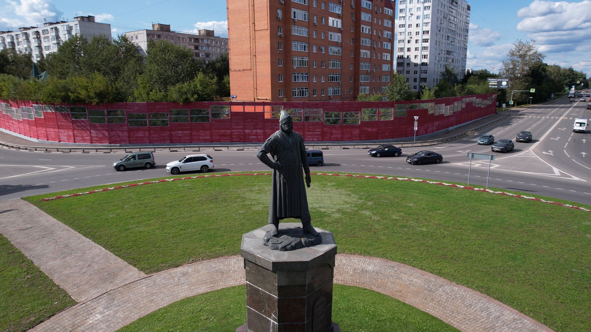 памятник, пушка, пушкино,видео с коптера,