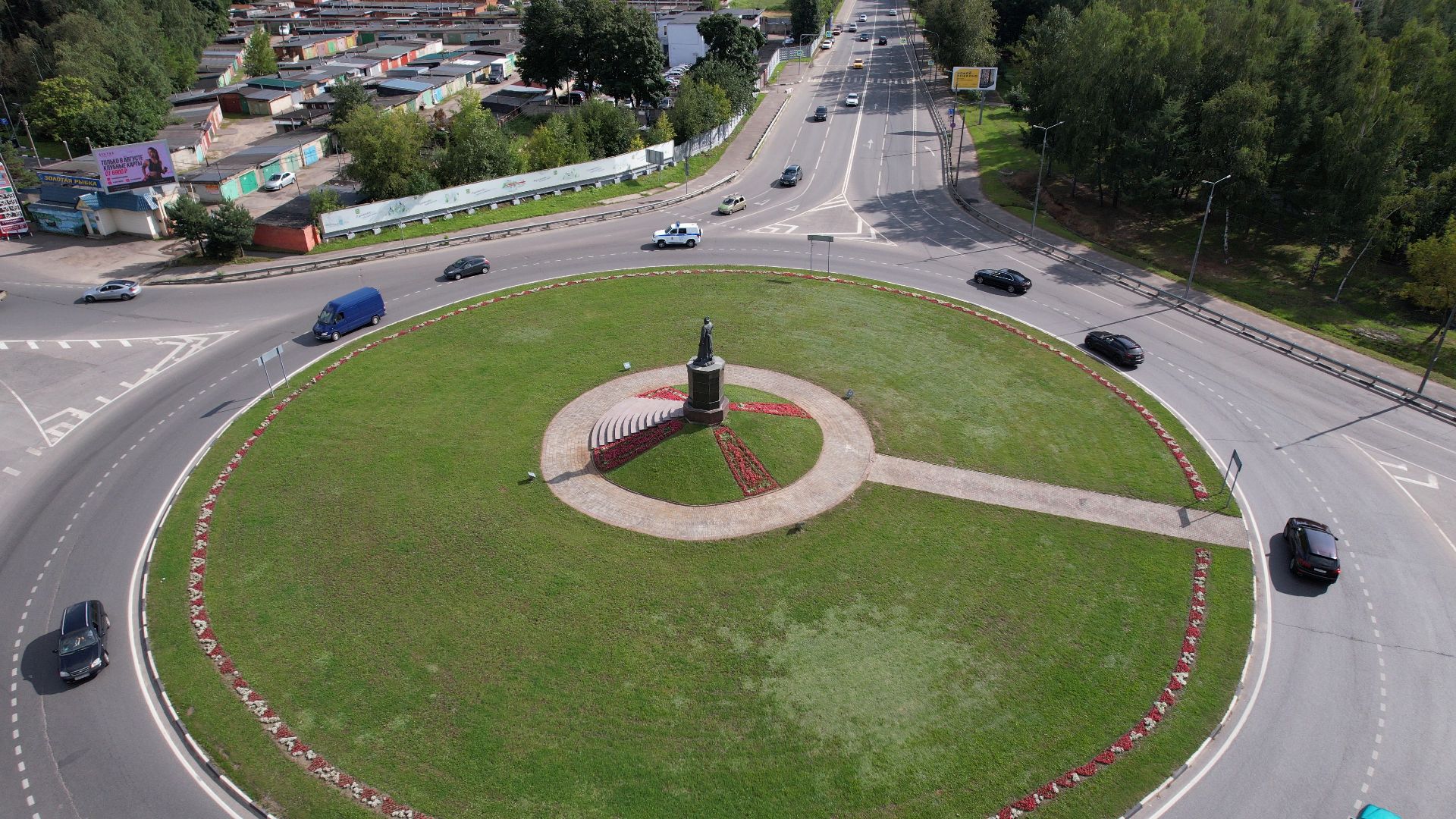 памятник, пушка, пушкино,видео с коптера,