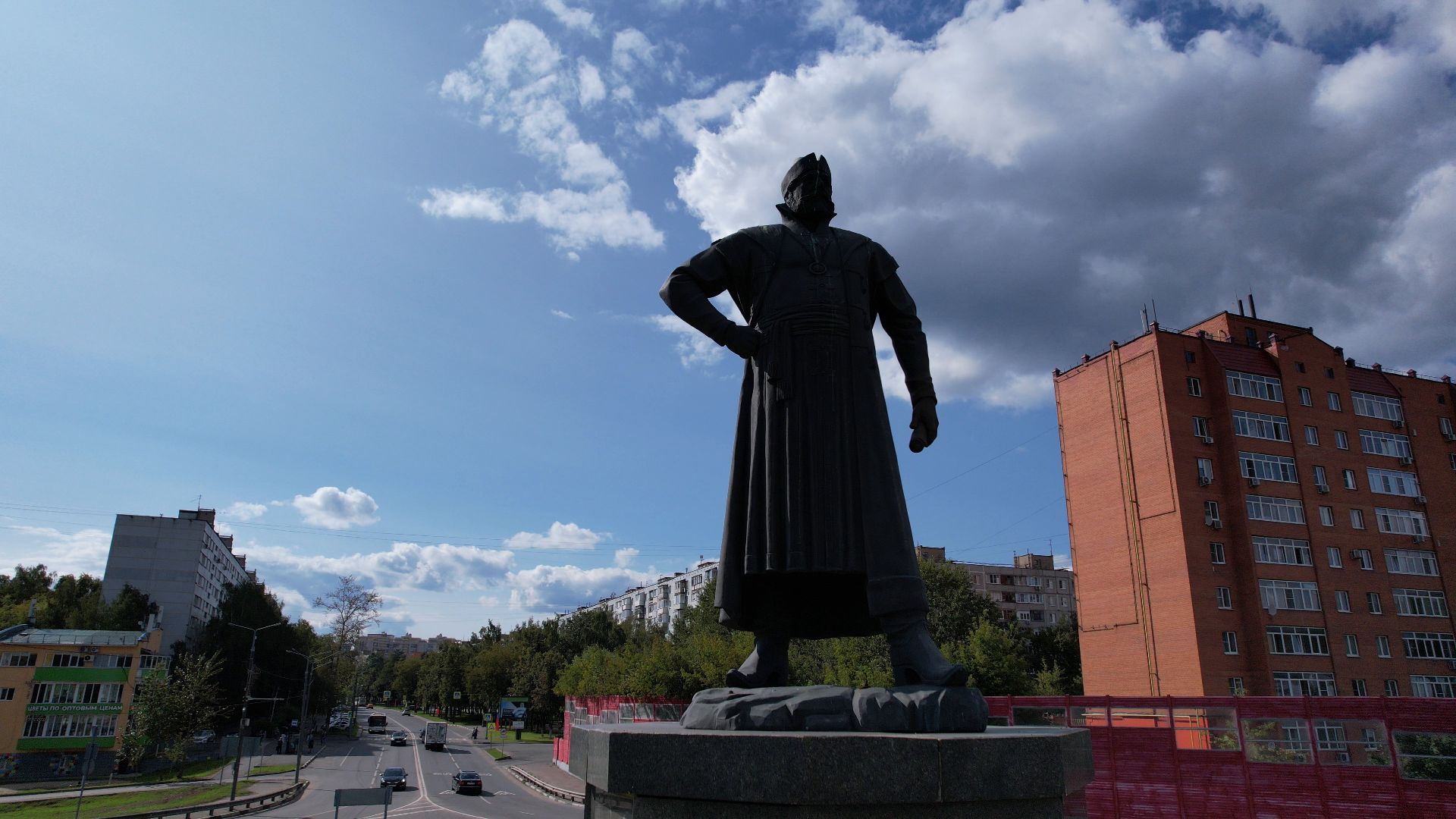 памятник, пушка, пушкино,видео с коптера,