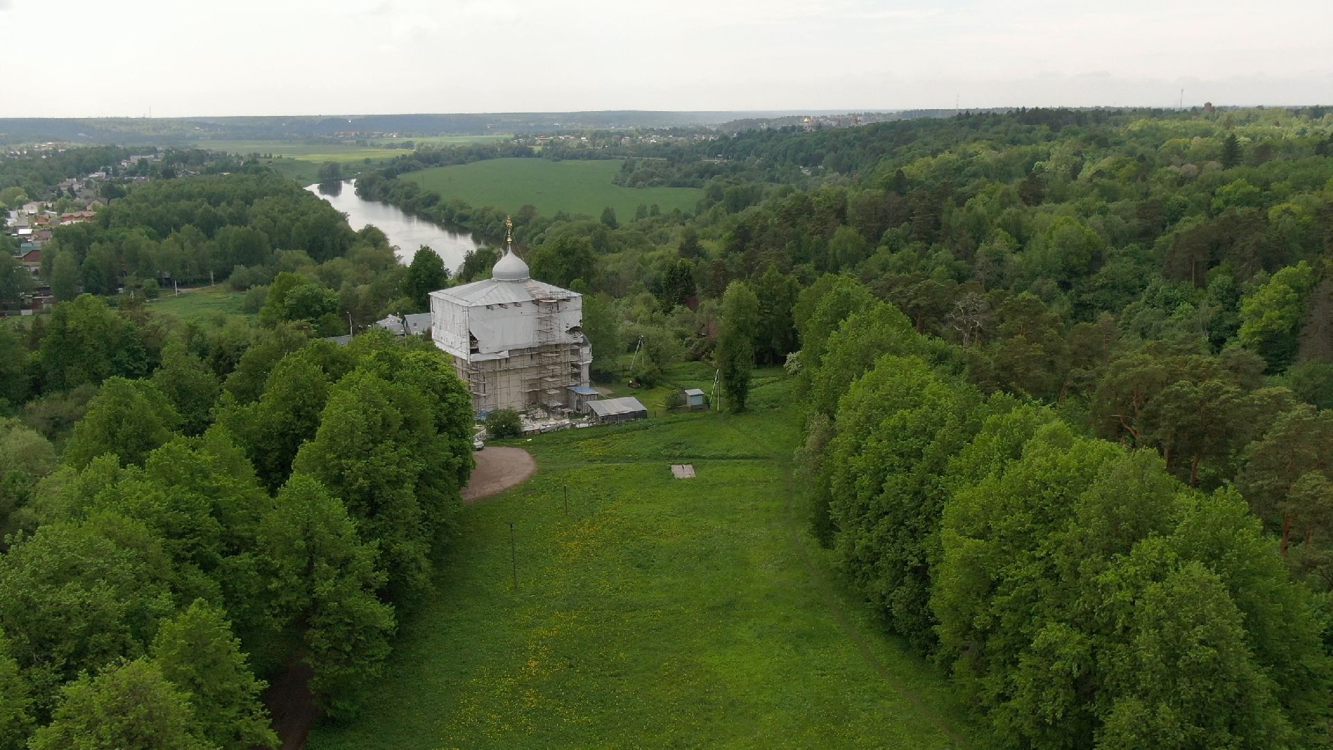 Звенигород, собор, археология,видео с коптера,
