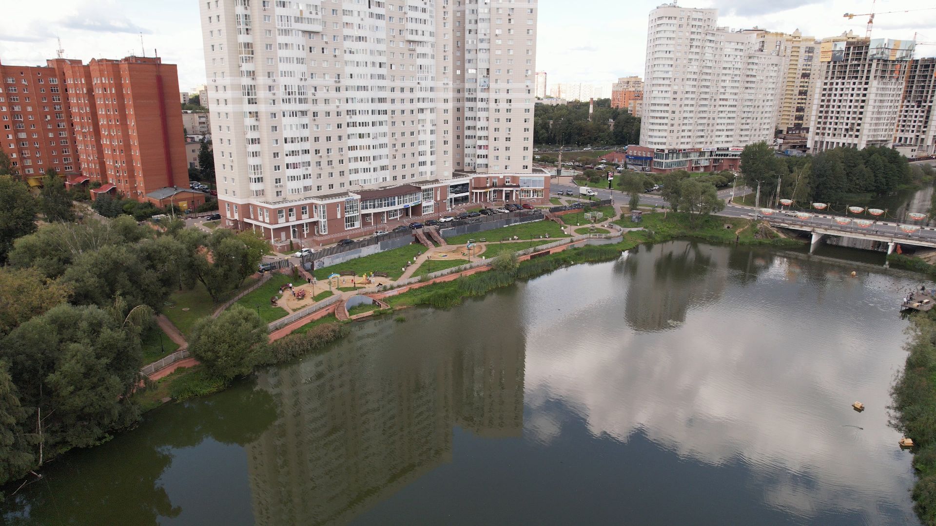 набережная, пушкино, парк,видео с коптера,