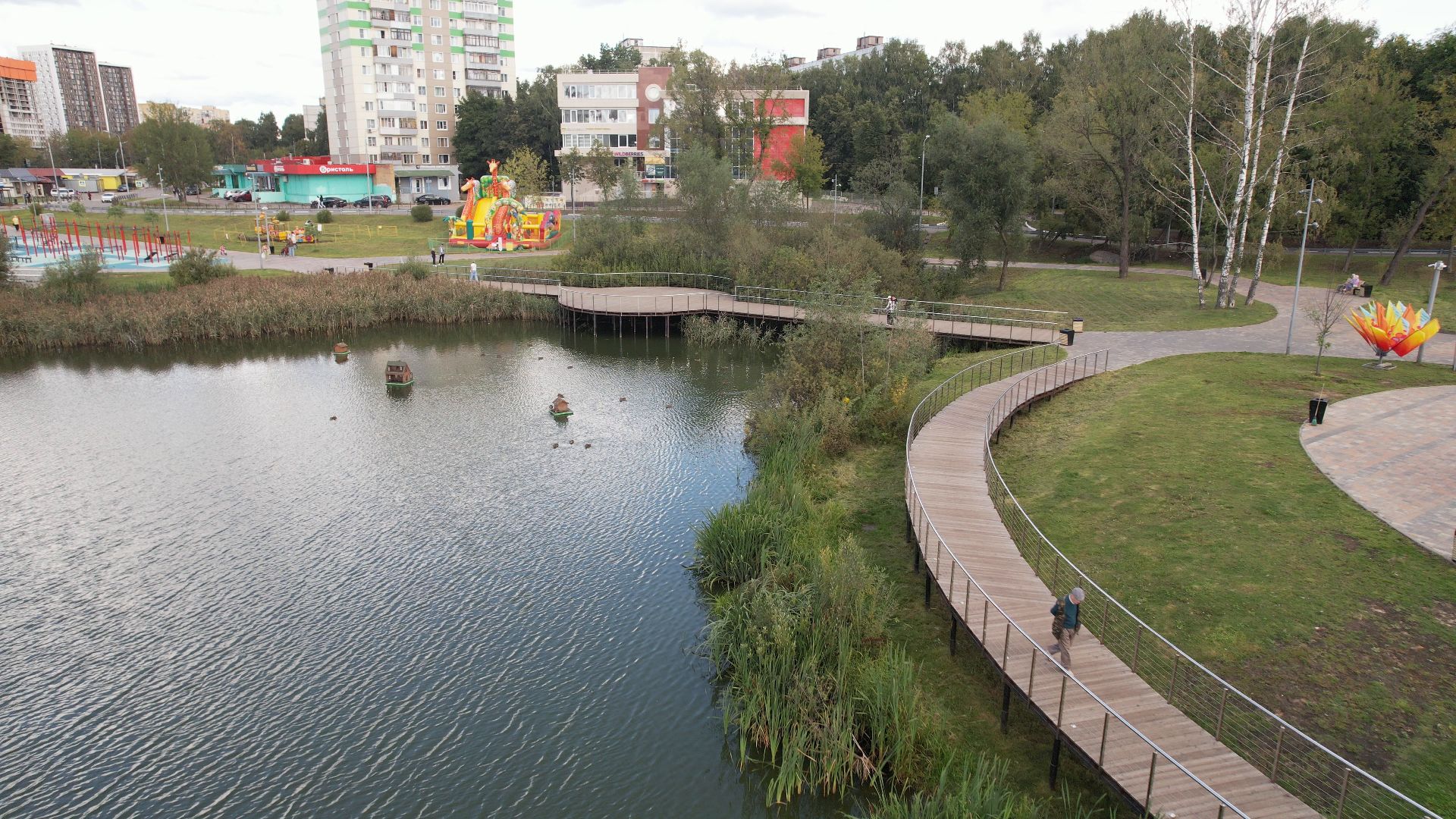 набережная, пушкино, парк,видео с коптера,