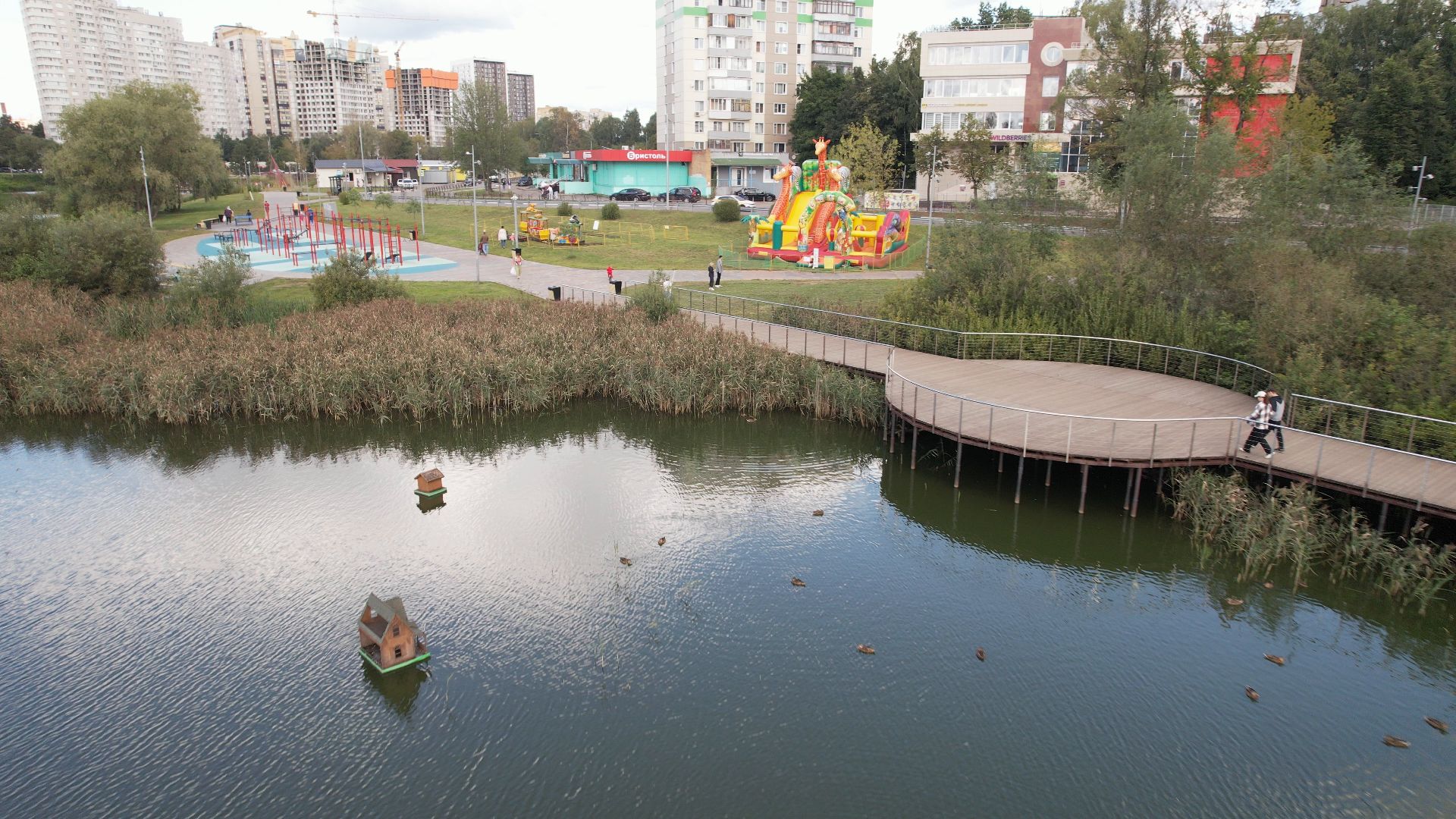 набережная, пушкино, парк,видео с коптера,