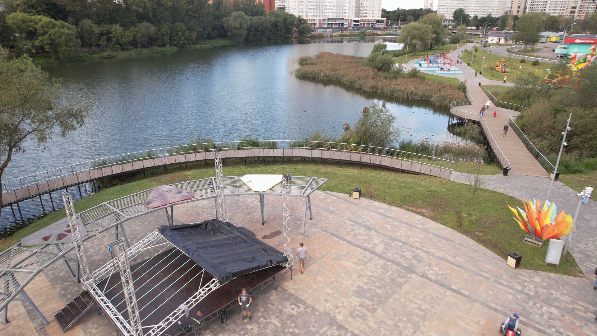 набережная, пушкино, парк,видео с коптера,