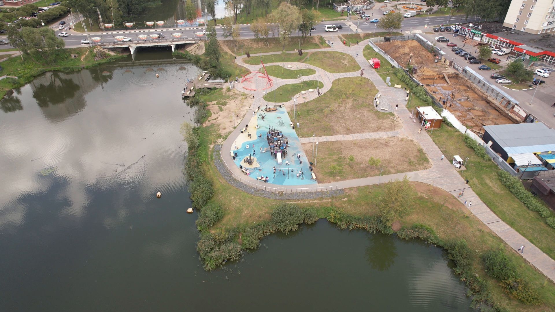 набережная, пушкино, парк,видео с коптера,