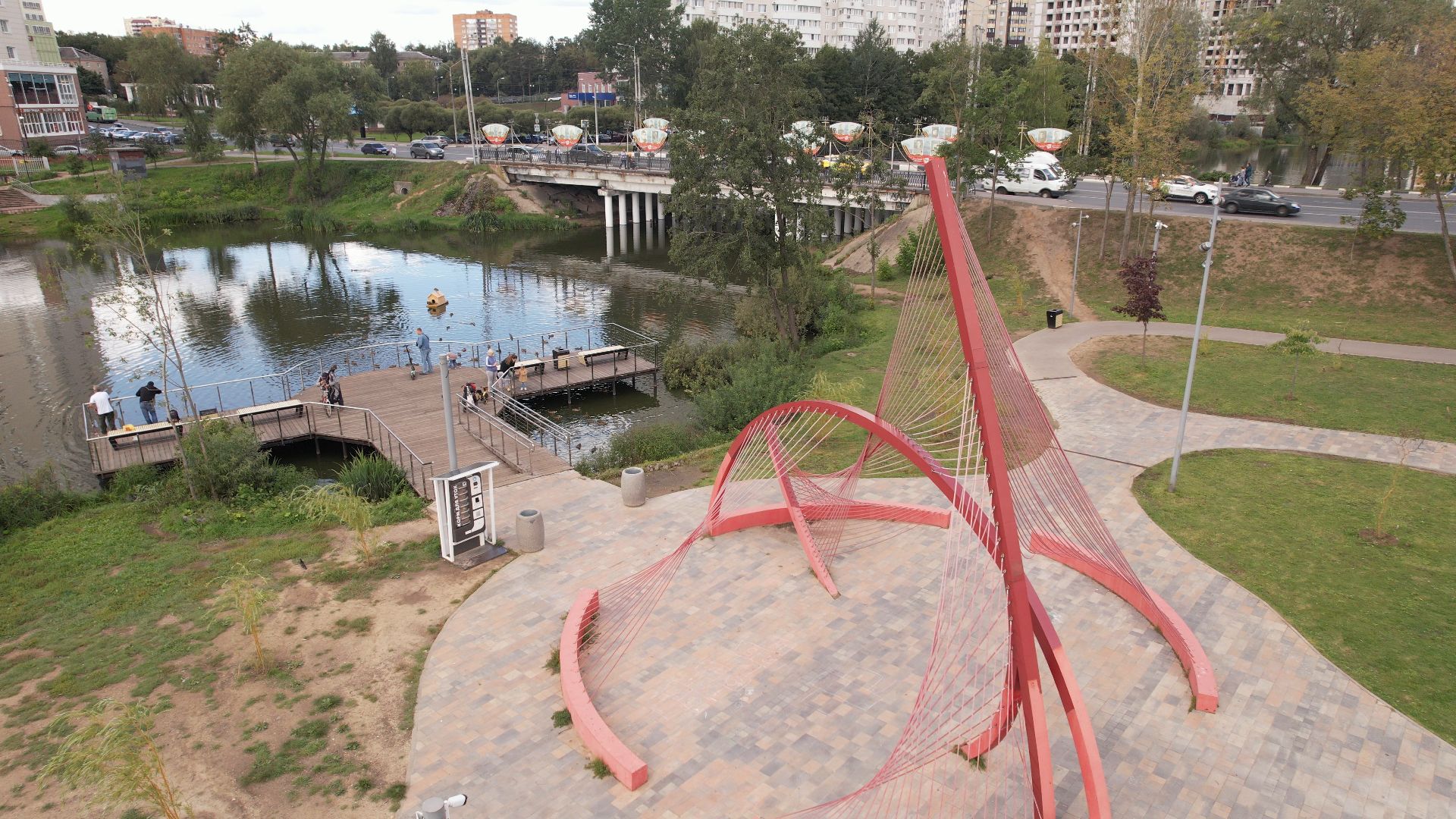 набережная, пушкино, парк,видео с коптера,