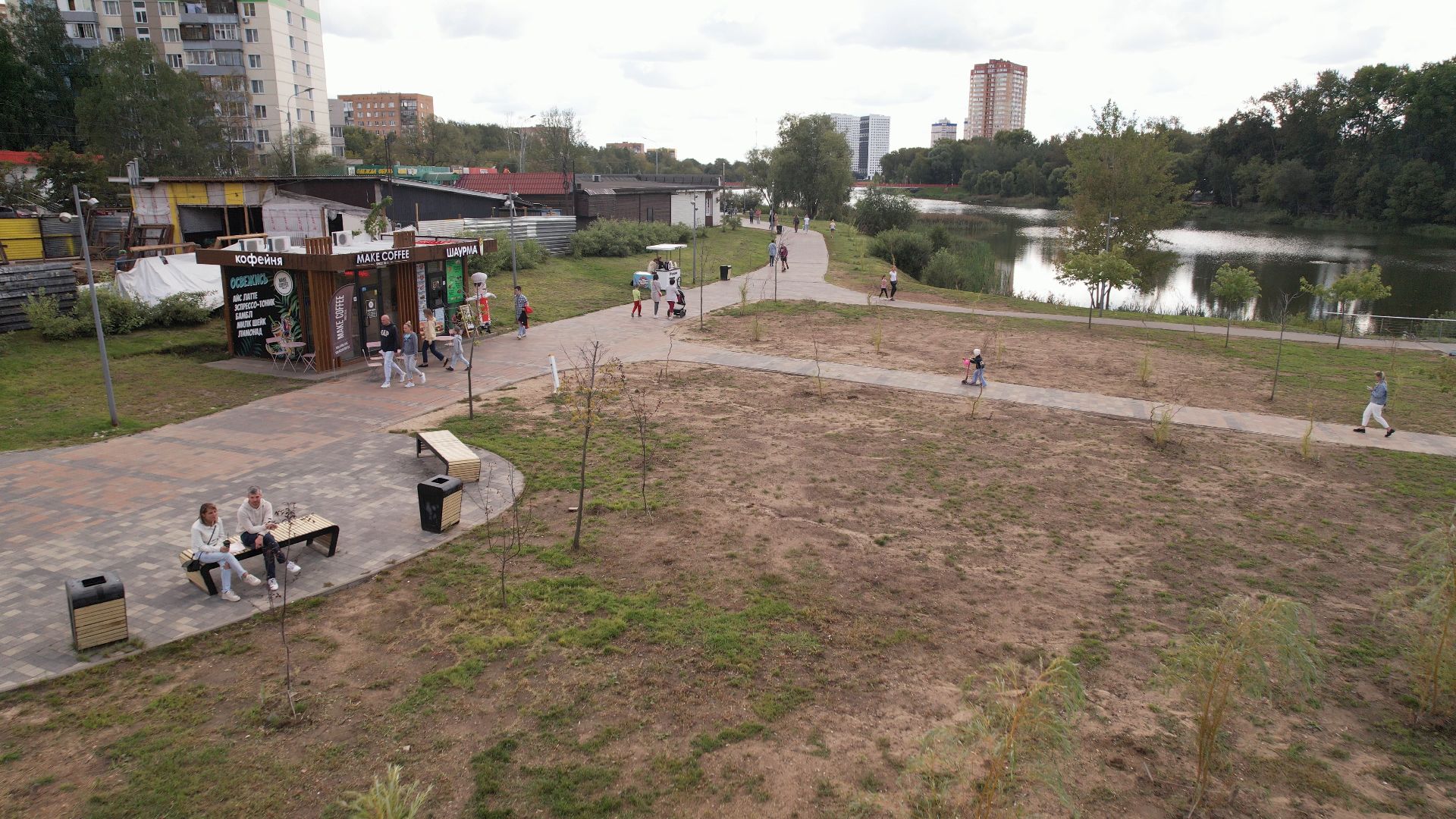 набережная, пушкино, парк,видео с коптера,