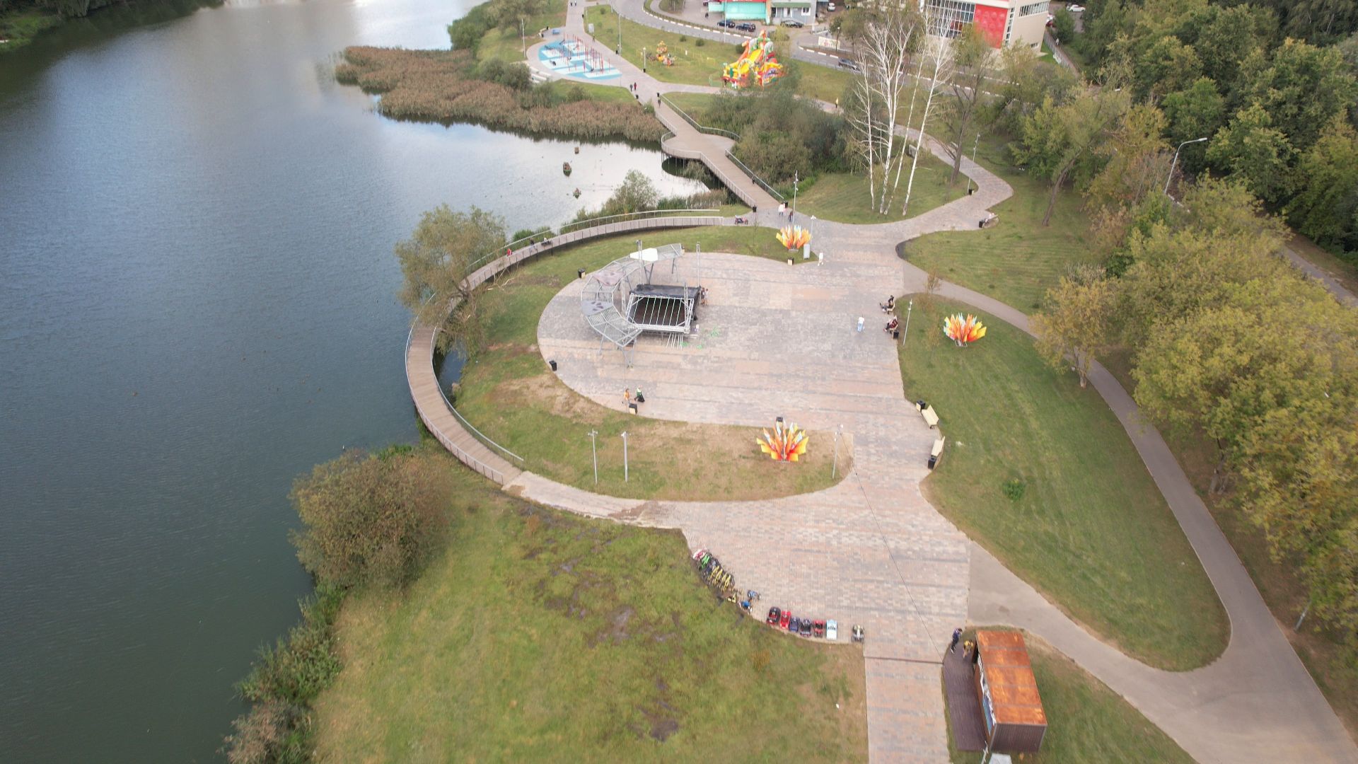 набережная, пушкино, парк,видео с коптера,