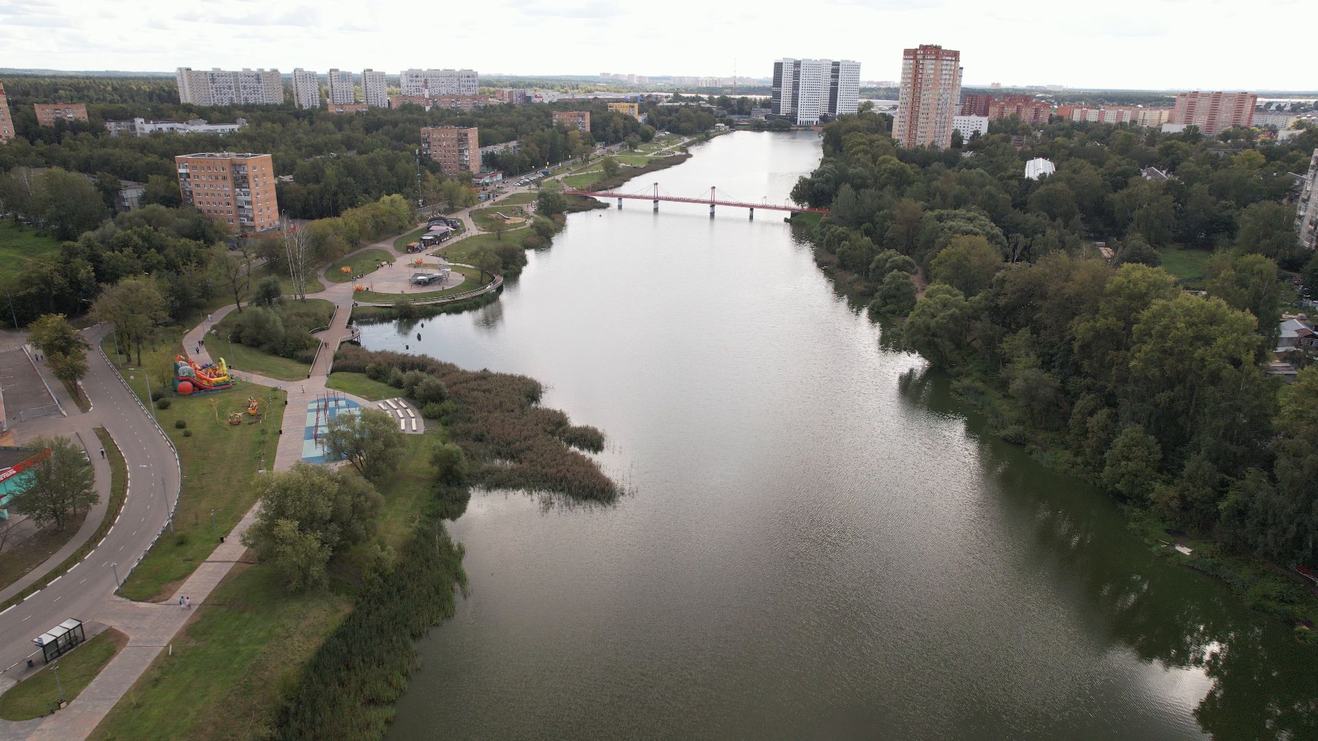 набережная, пушкино, парк,видео с коптера,