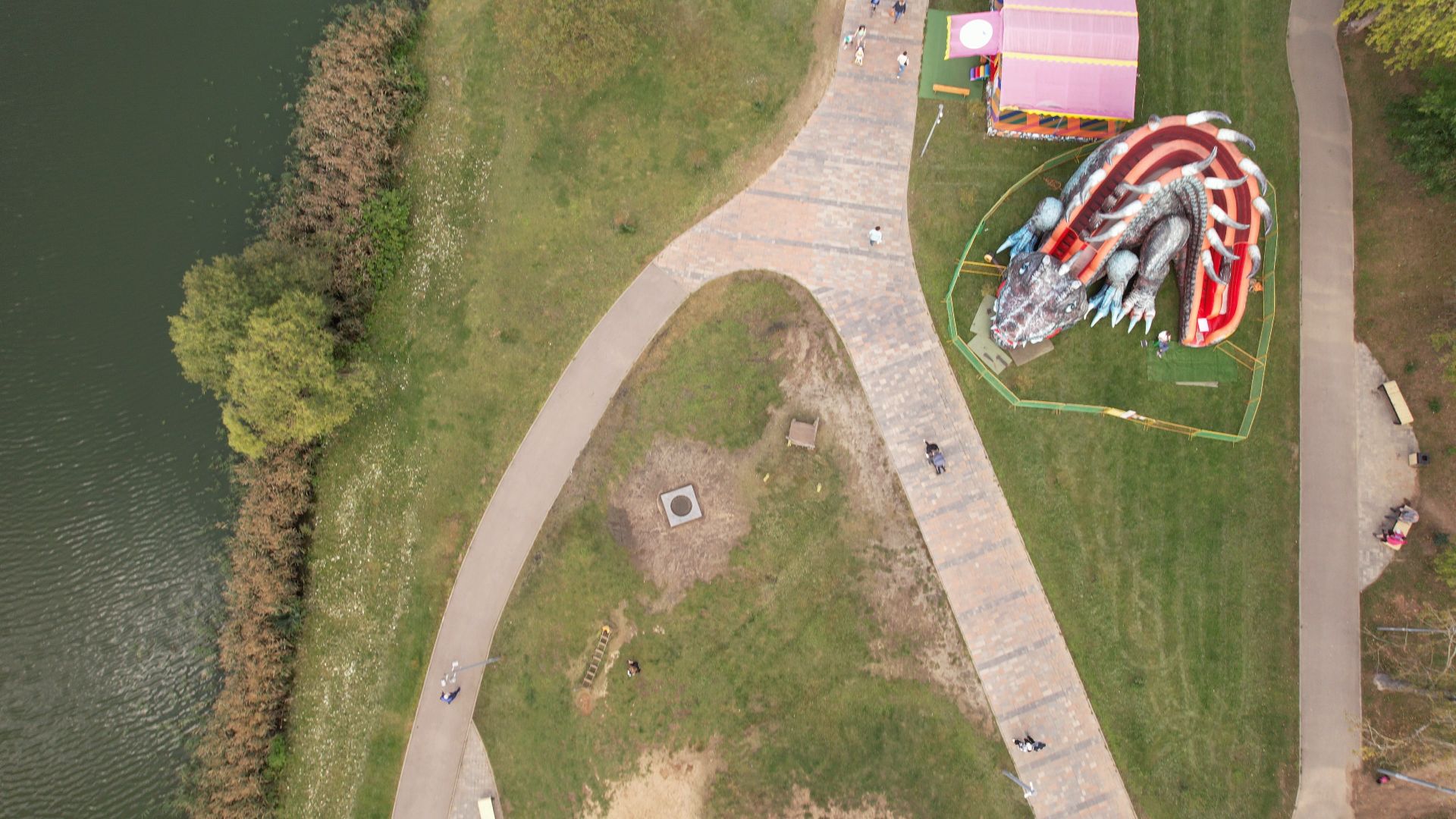 набережная, пушкино, парк,видео с коптера,