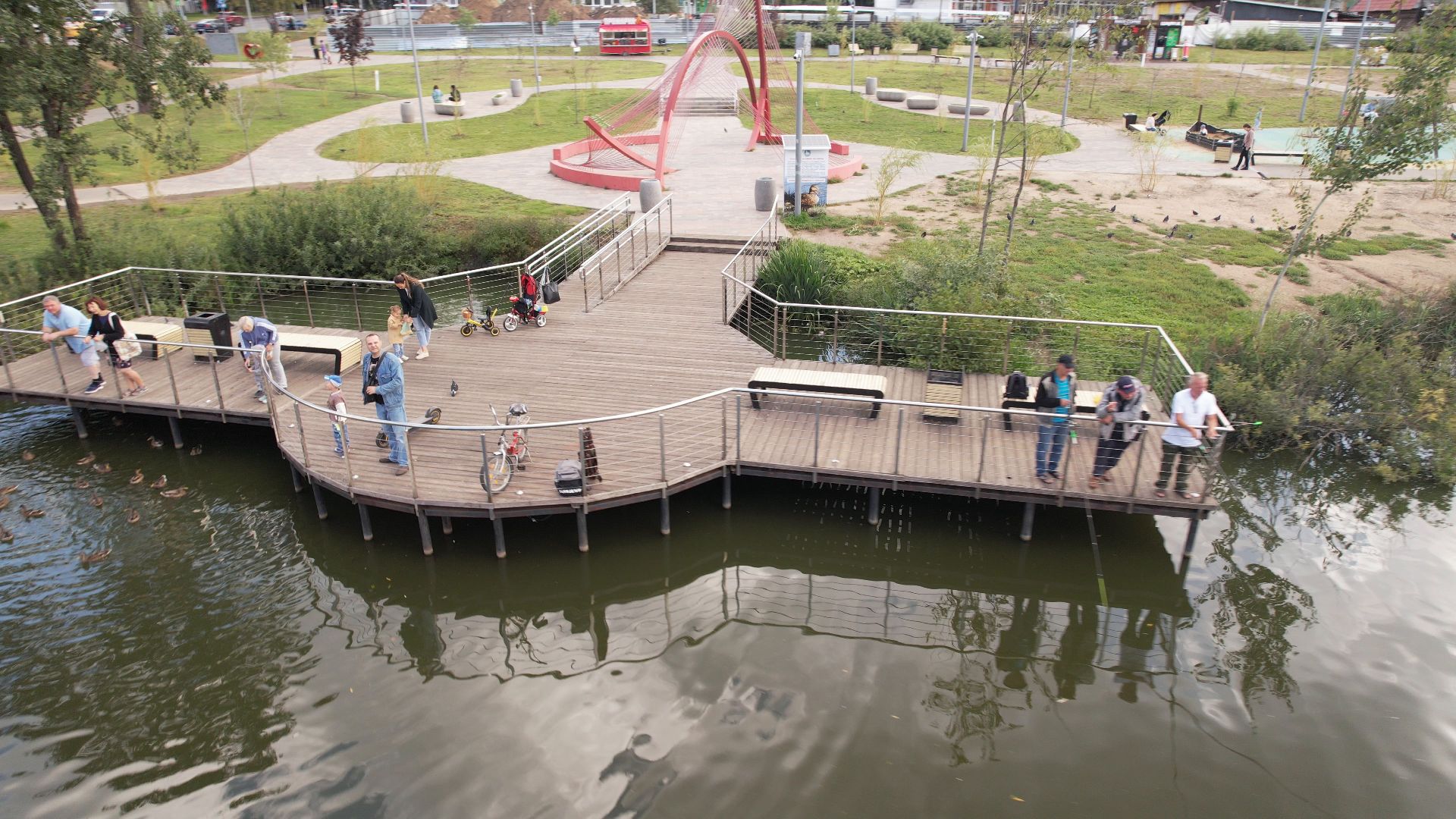 набережная, пушкино, парк,видео с коптера,