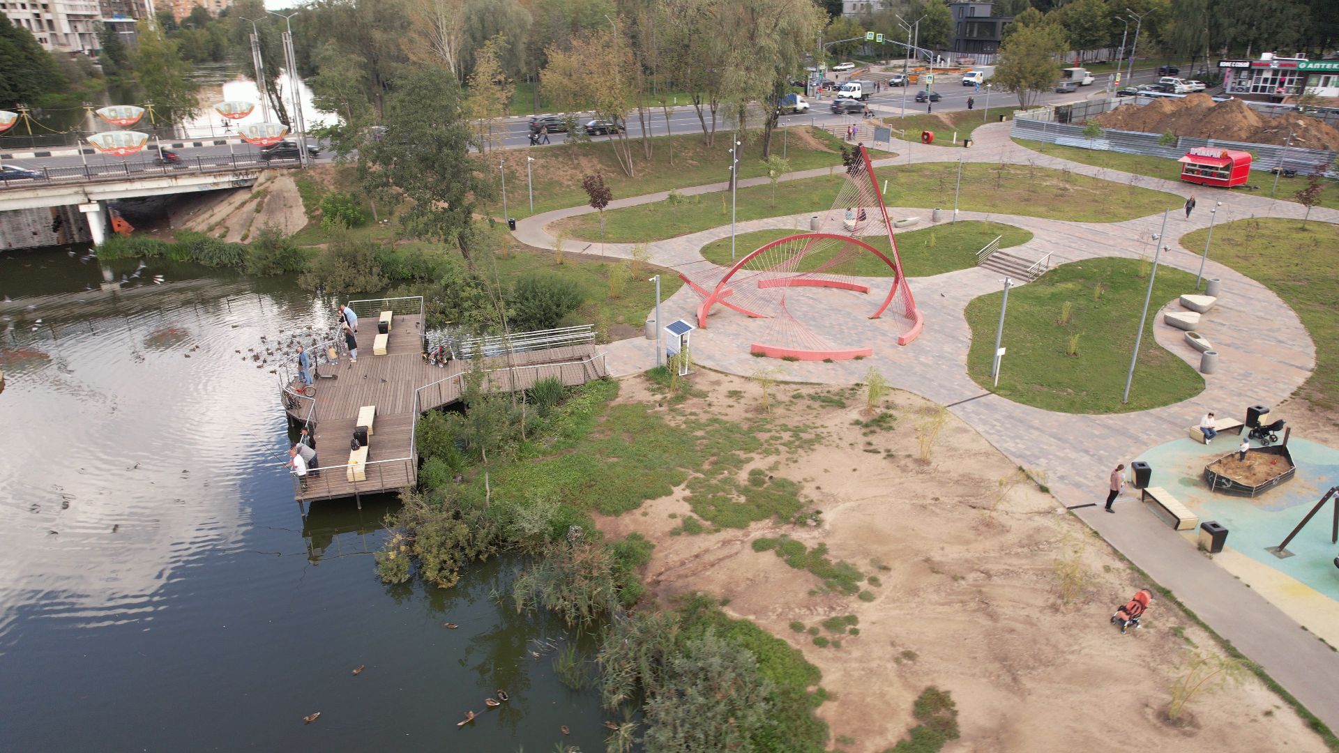 набережная, пушкино, парк,видео с коптера,
