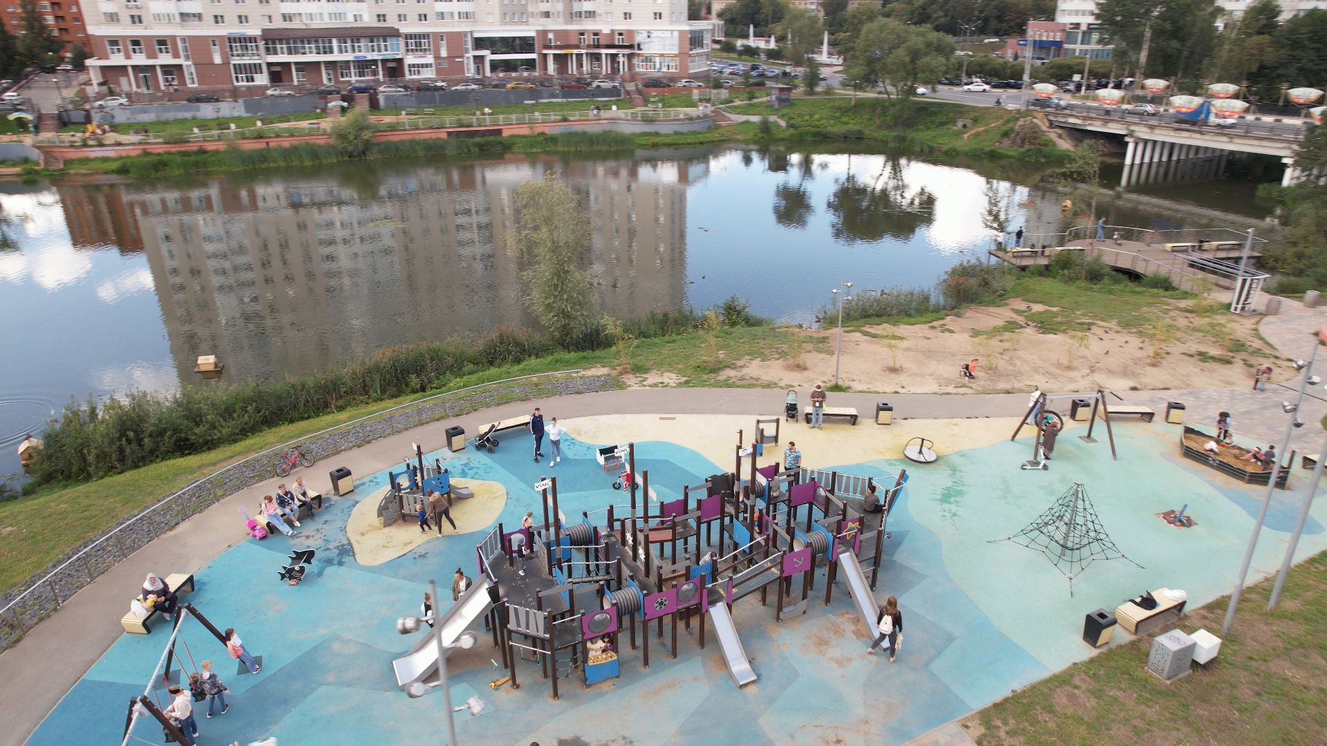 набережная, пушкино, парк,видео с коптера,