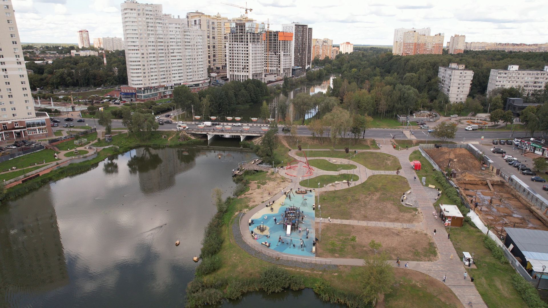 набережная, пушкино, парк,видео с коптера,