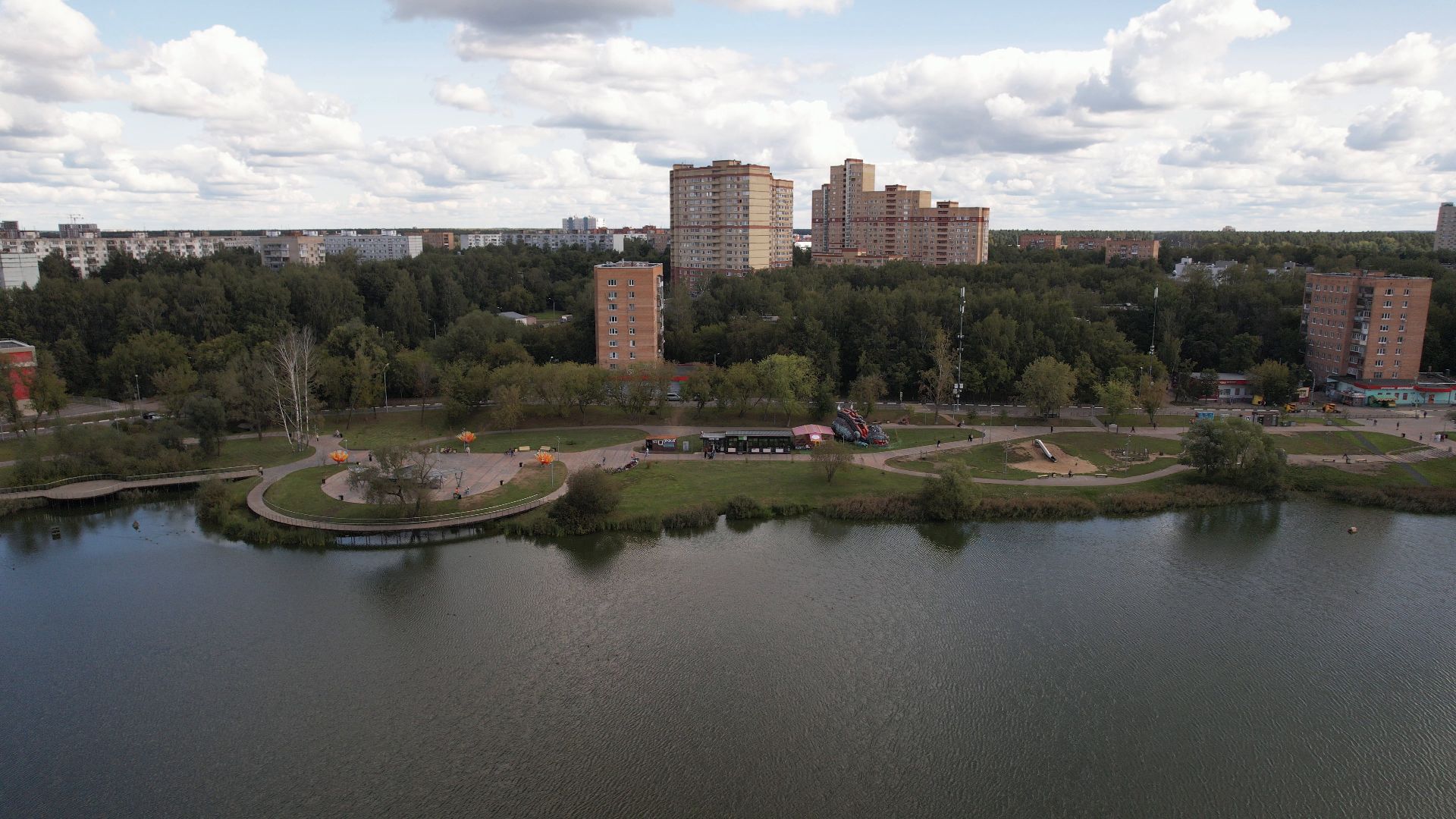 набережная, пушкино, парк,видео с коптера,