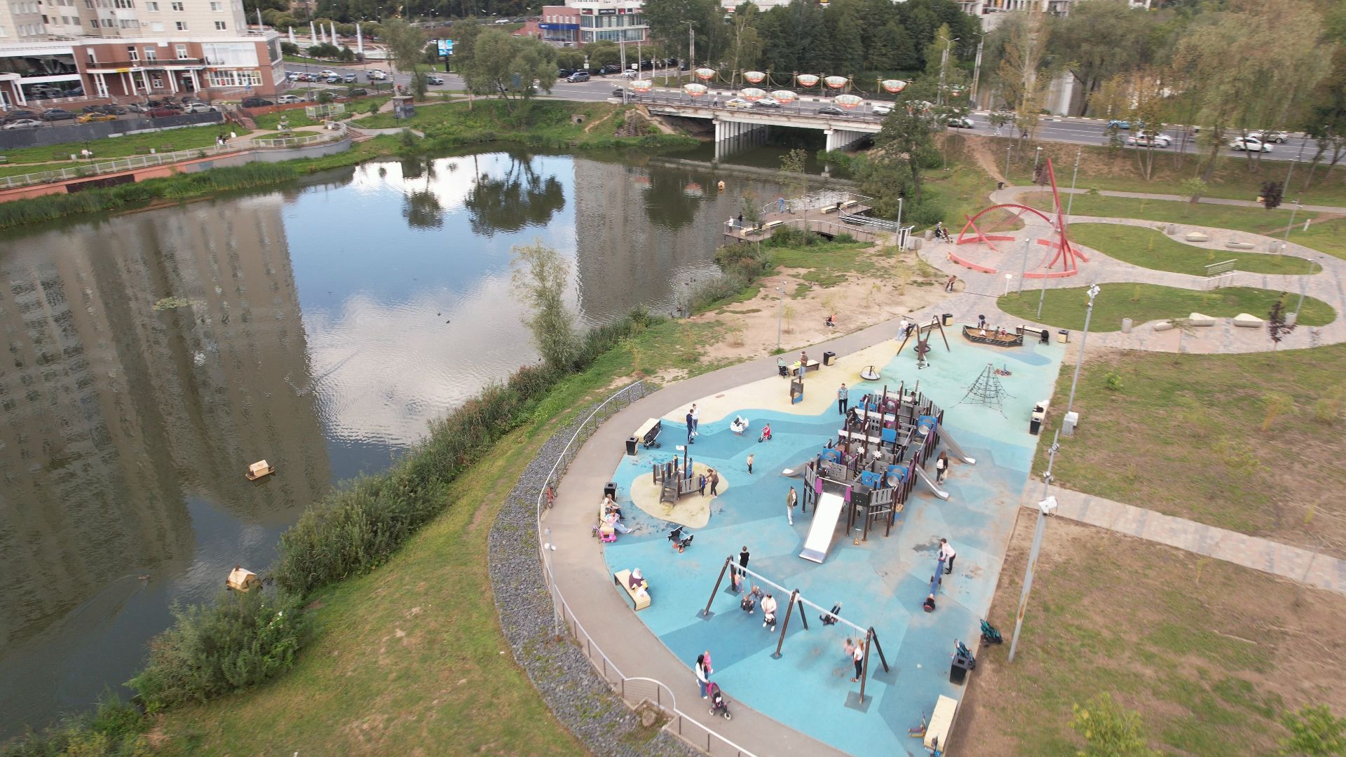 набережная, пушкино, парк,видео с коптера,