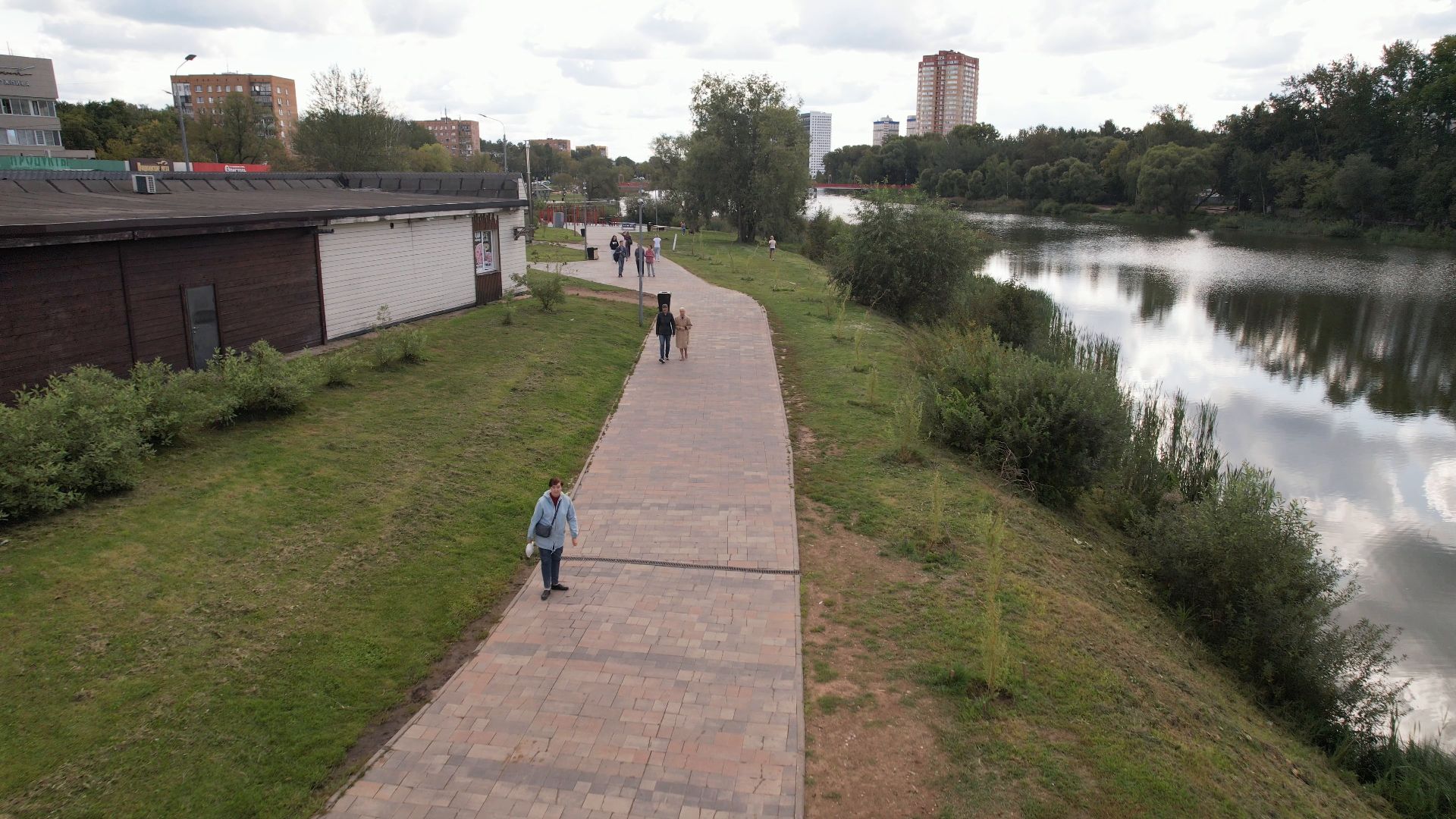 набережная, пушкино, парк,видео с коптера,